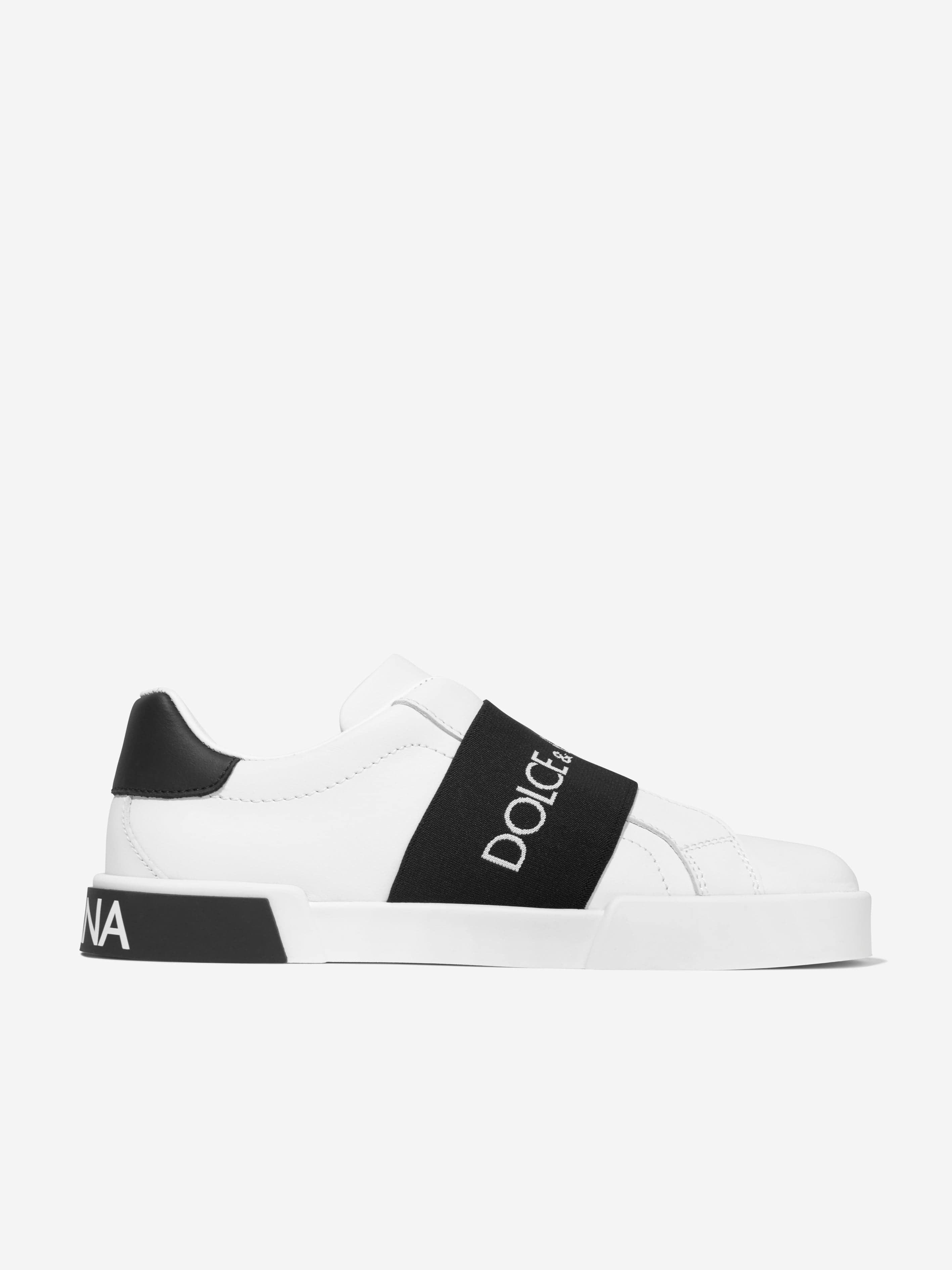 Dolce & Gabbana Leather Portofino Slip On Trainers In White