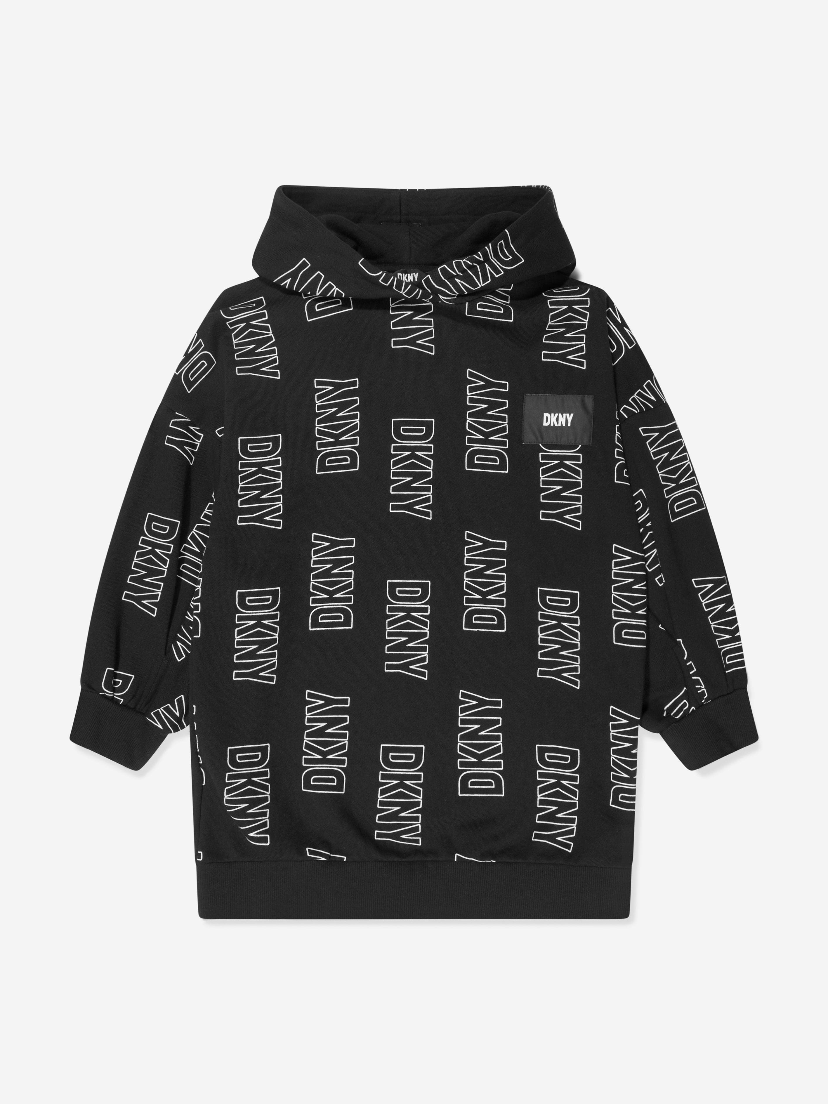 Dkny Kids' Girls Hooded Sweater Dress In Black