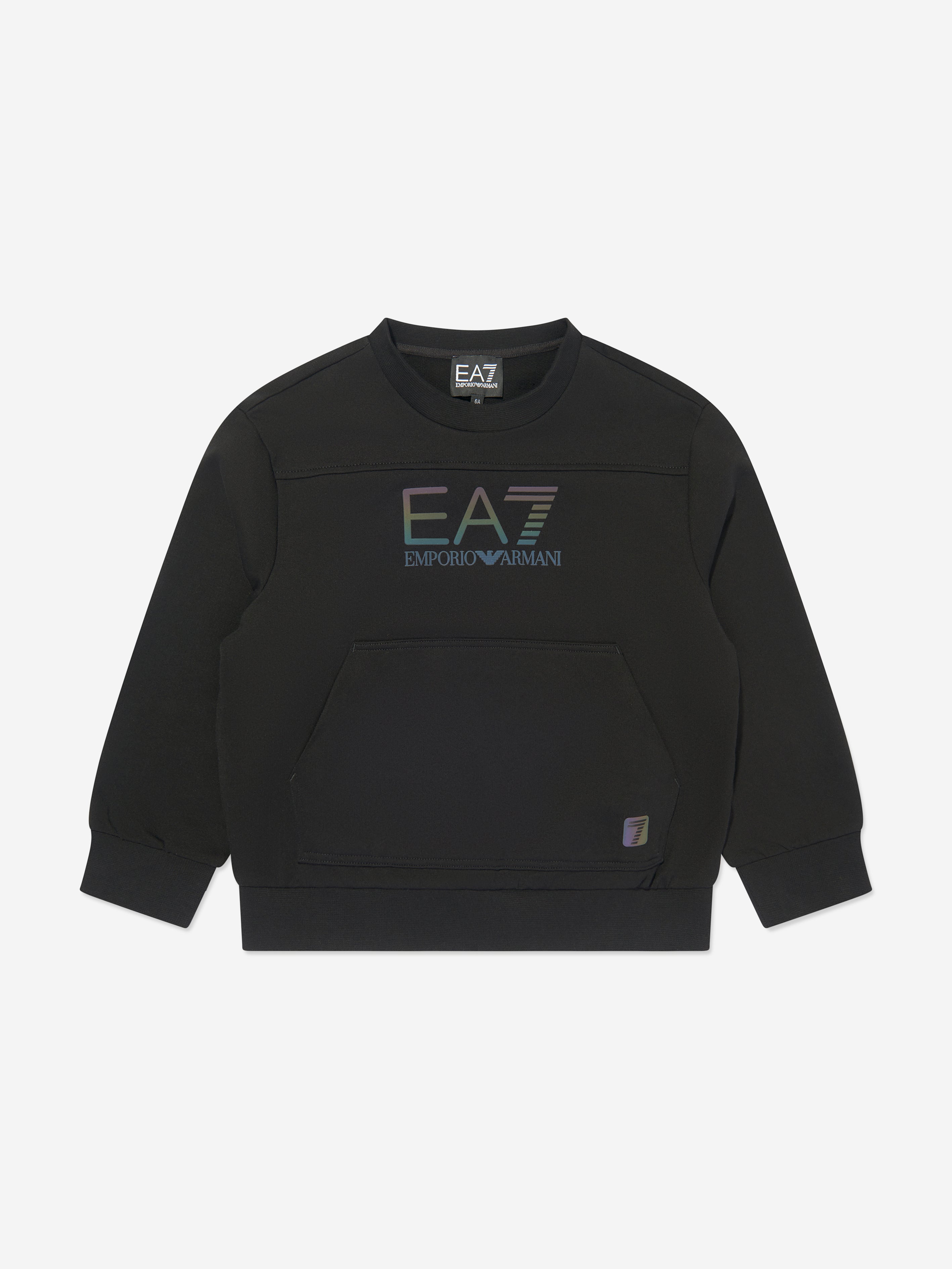 Ea7 Kids' Boys Iridescent Logo Sweatshirt In Black