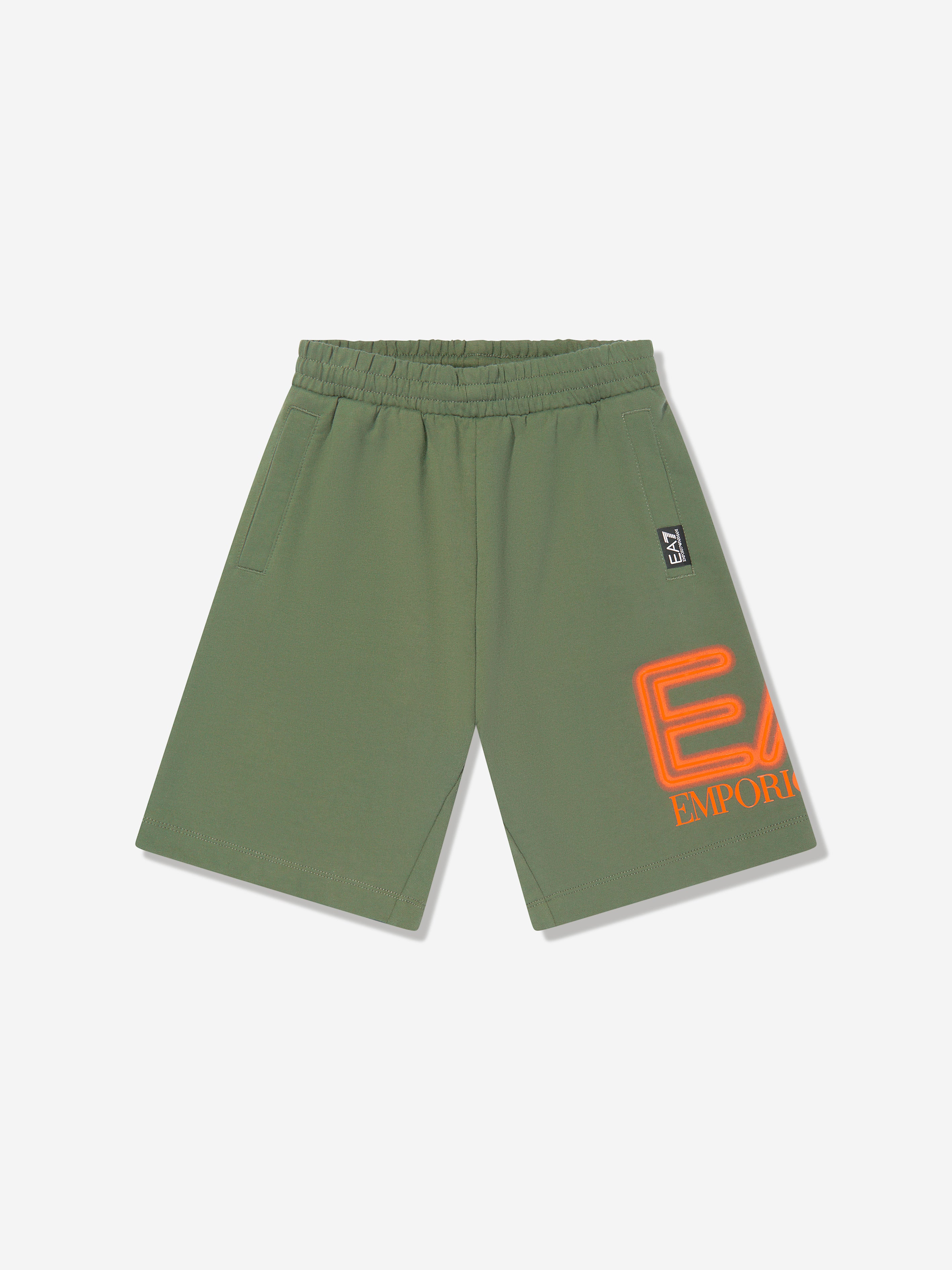 Ea7 Kids' Boys Large Logo Shorts In Green