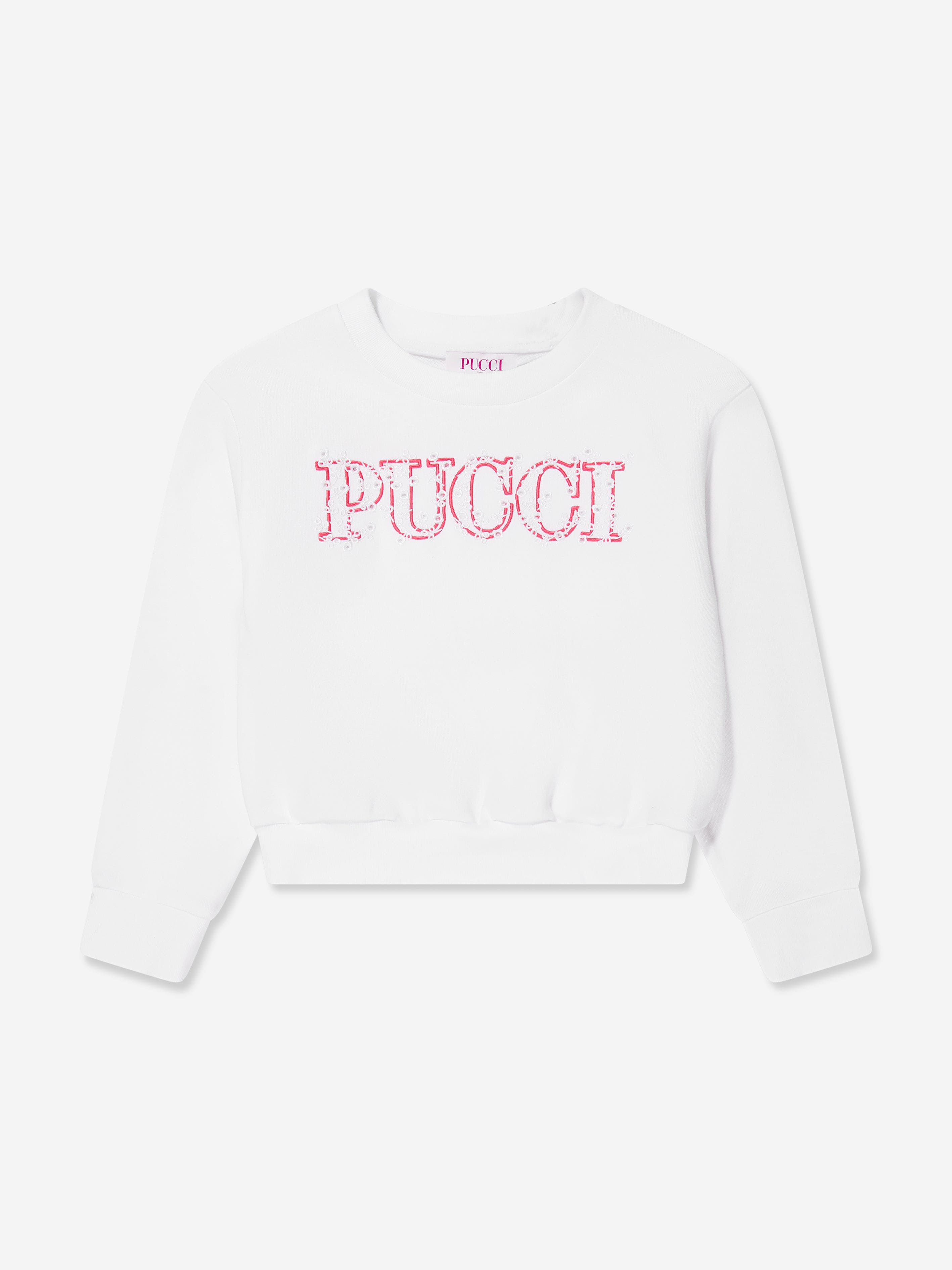 Emilio Pucci Kids' Girls Logo Sweatshirt In White