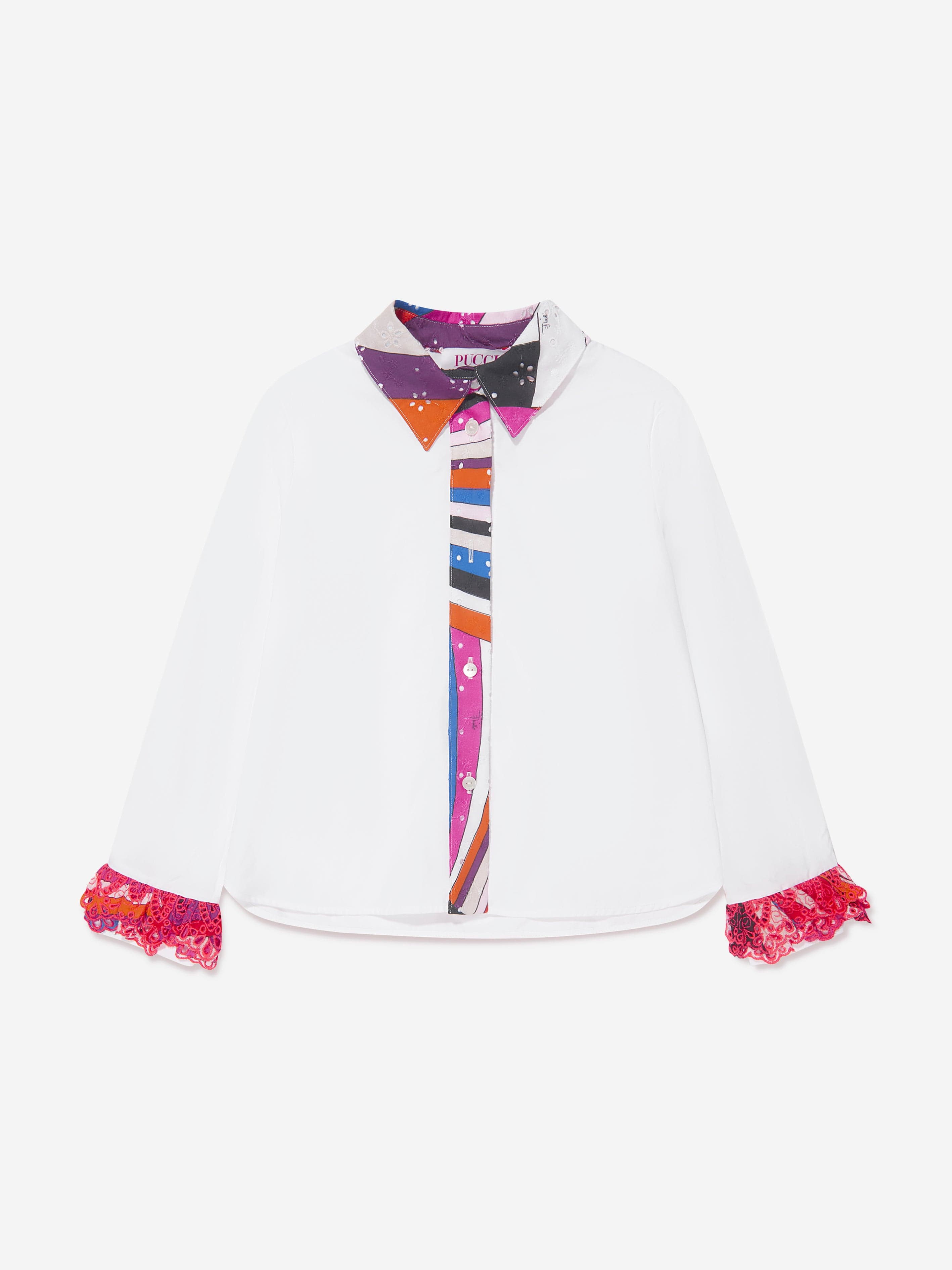 Emilio Pucci Kids' Girls Georgette Shirt In White