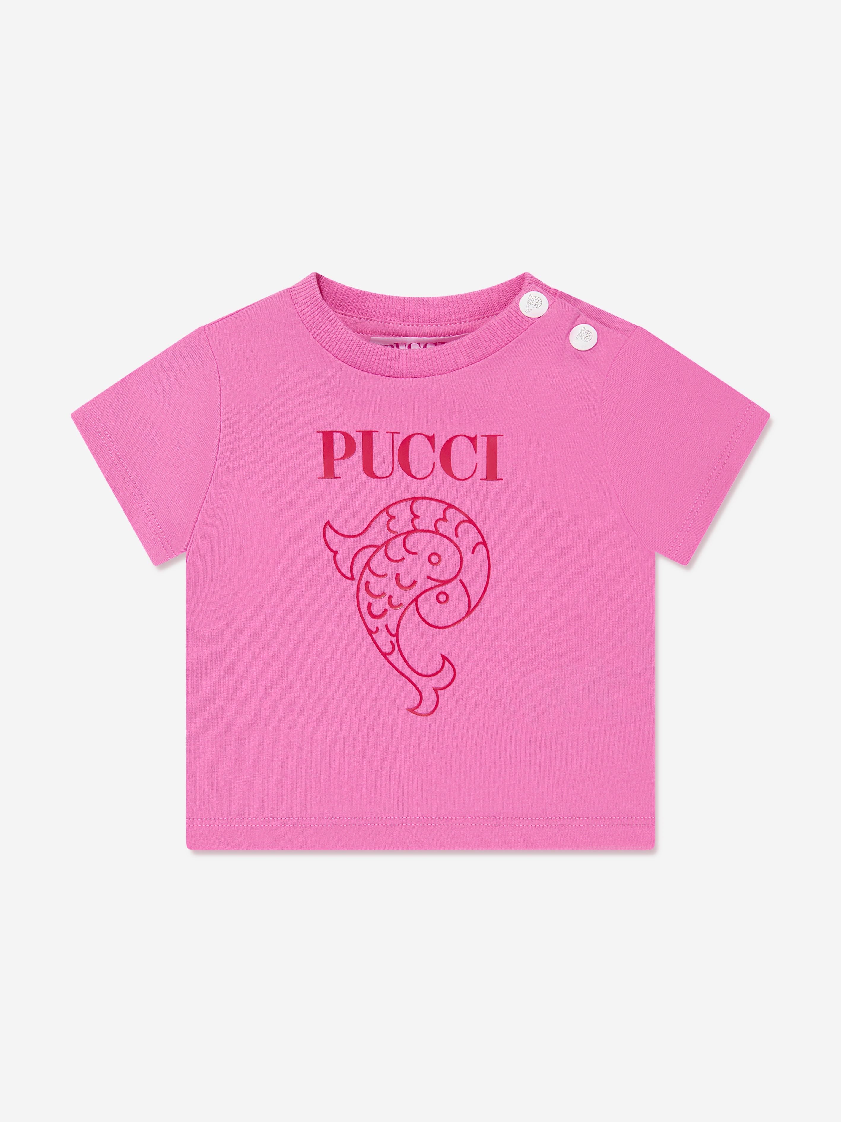 Emilio Pucci Baby Girls Fish Logo T-shirt In Pink