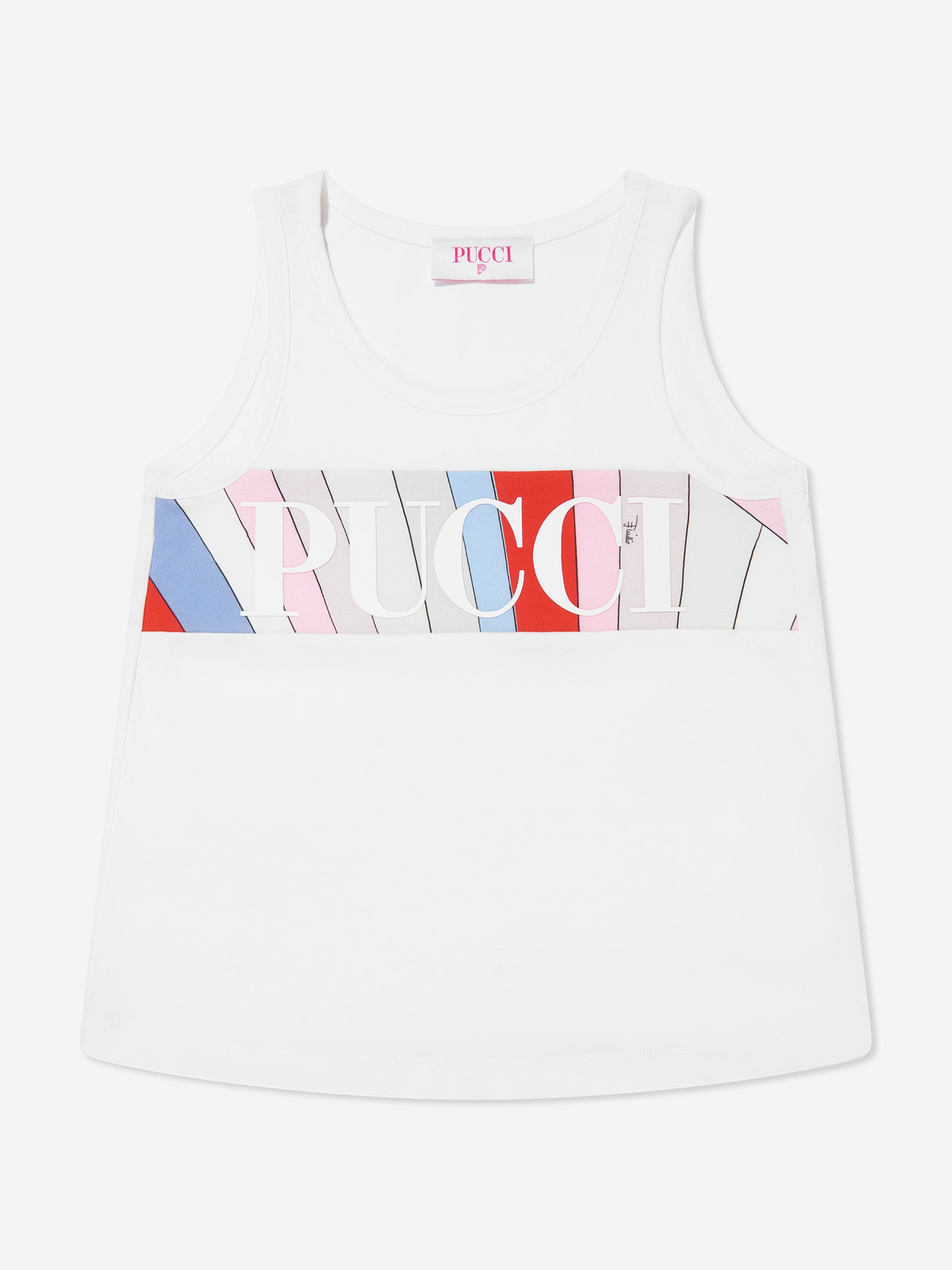 Emilio Pucci Kids' Girls Sleeveless Logo Top In Ivory