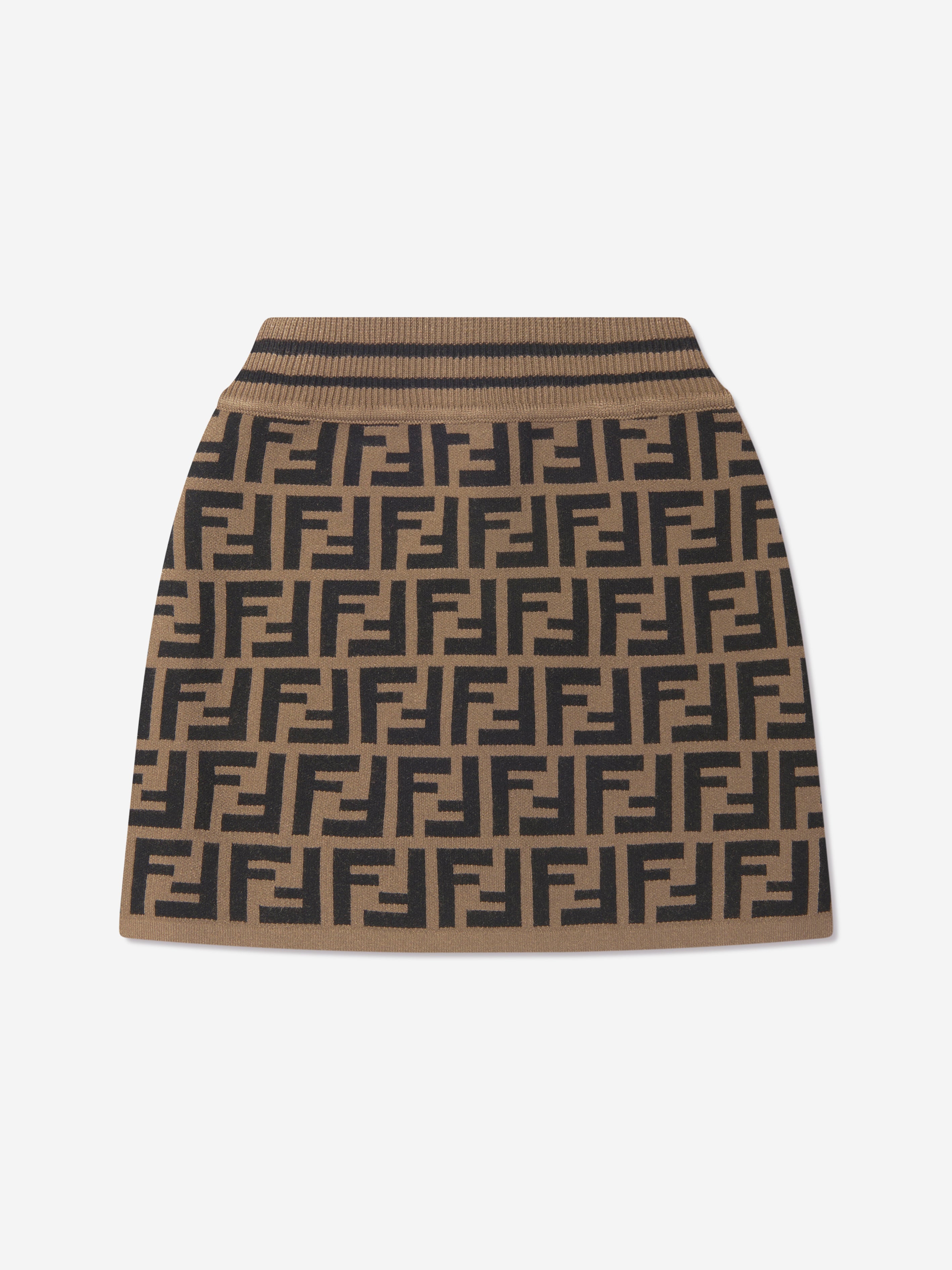 Fendi Babies' Girls Ff Logo Knitted Skirt In Brown