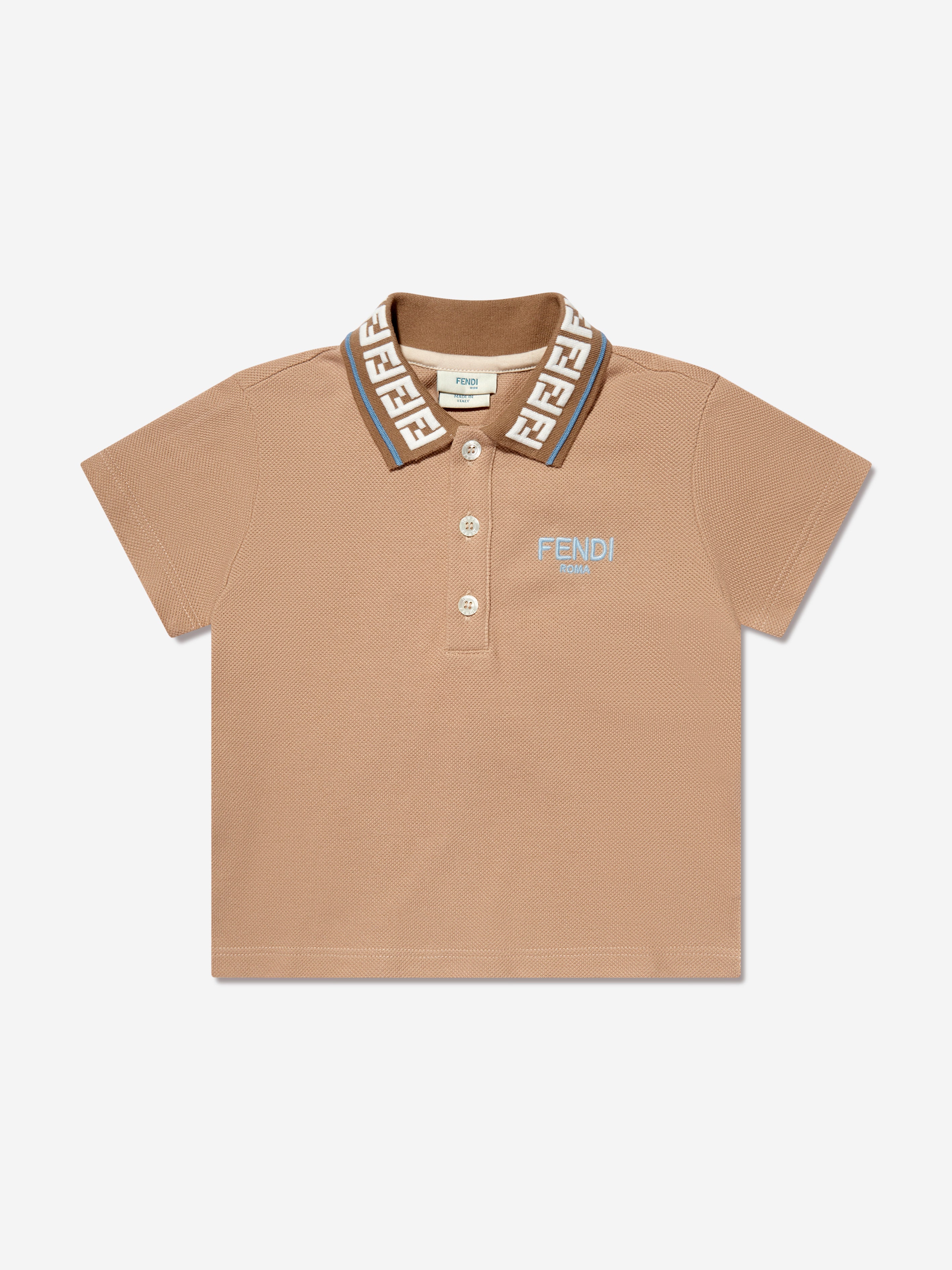 Fendi Baby Boys Logo Polo Shirt In Brown