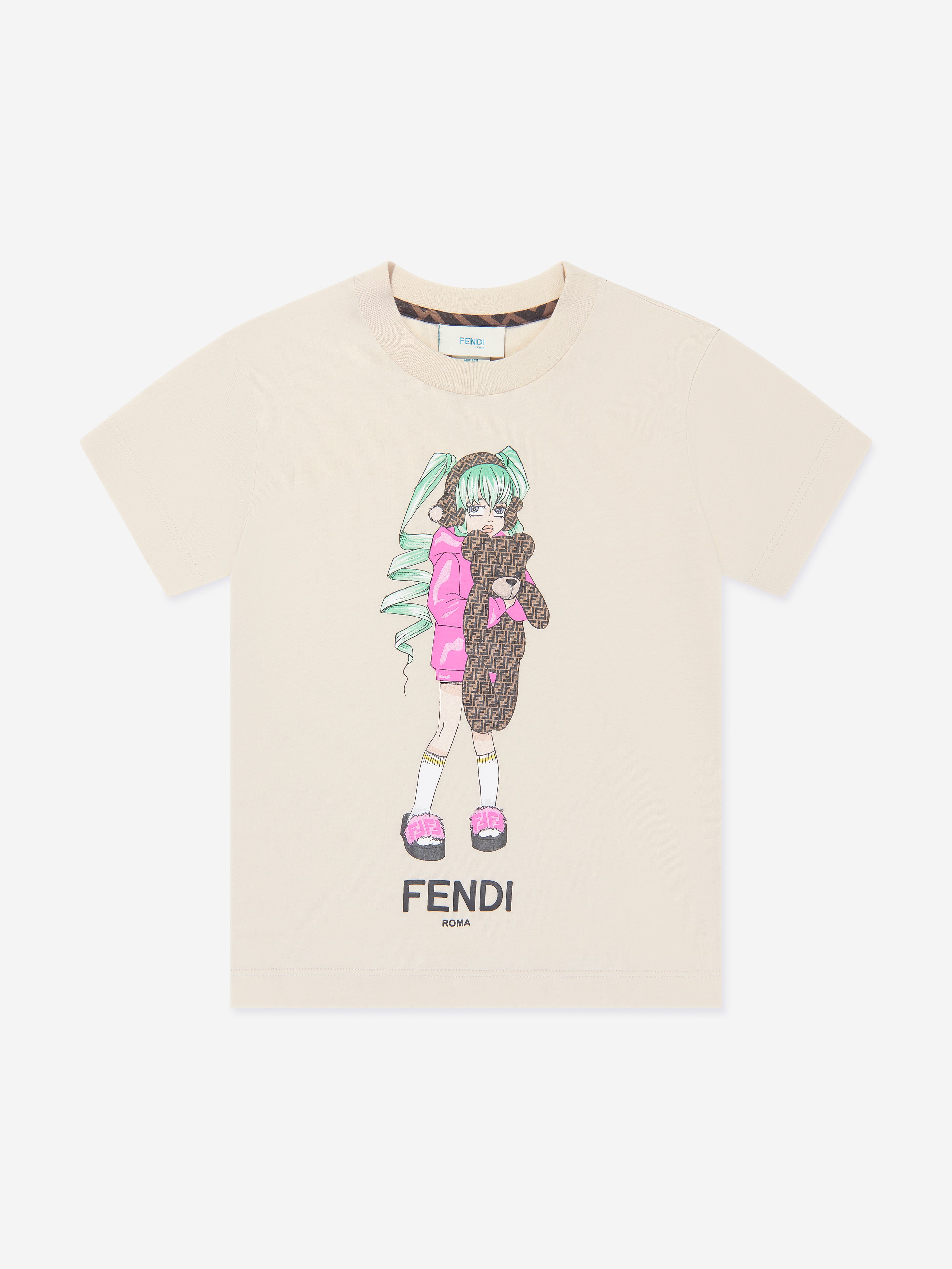 Fendi Kids' Girls Graphic Print T-shirt In White