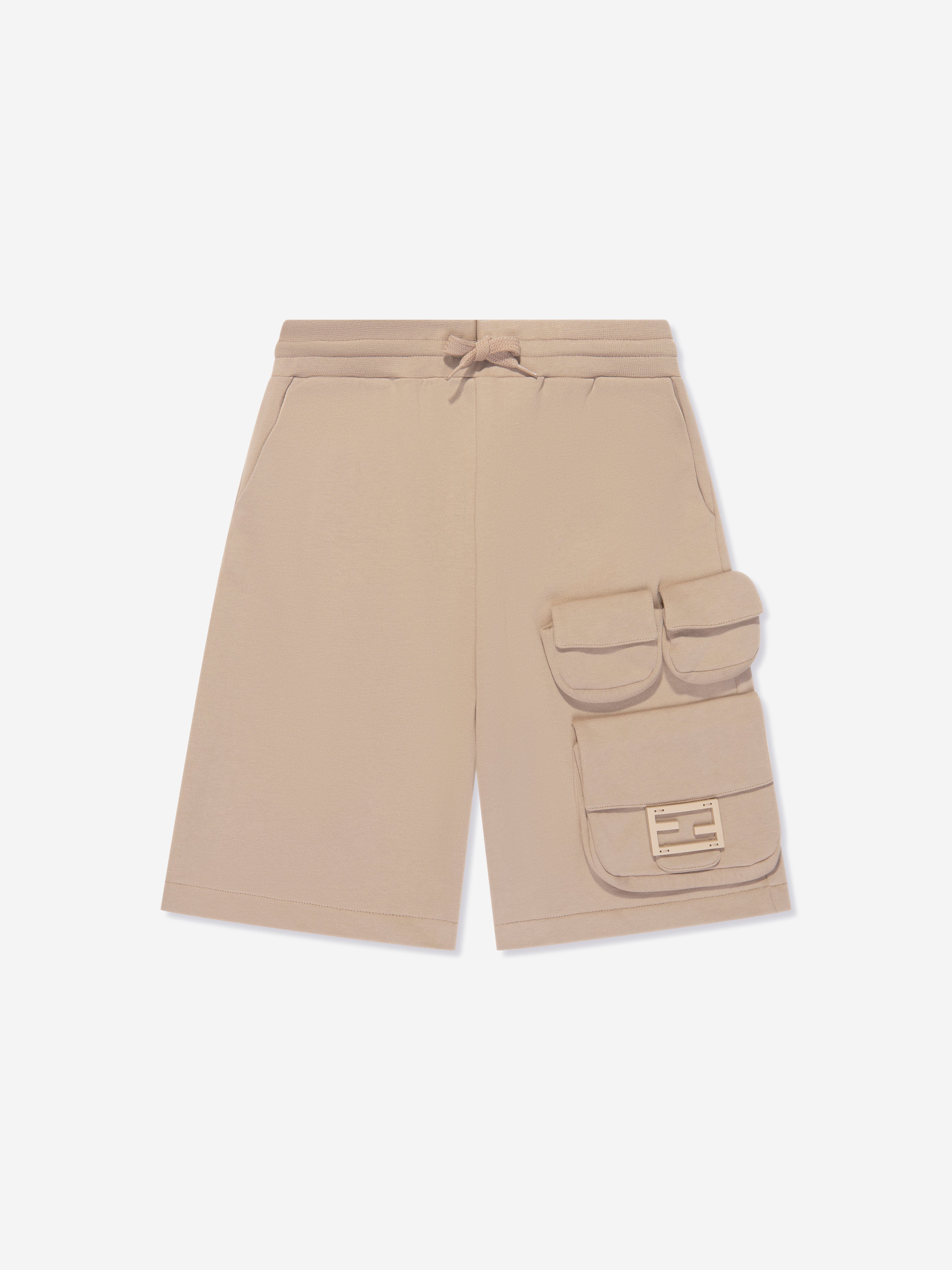 Fendi Kids' Boys Baguette Pocket Cargo Shorts In Beige