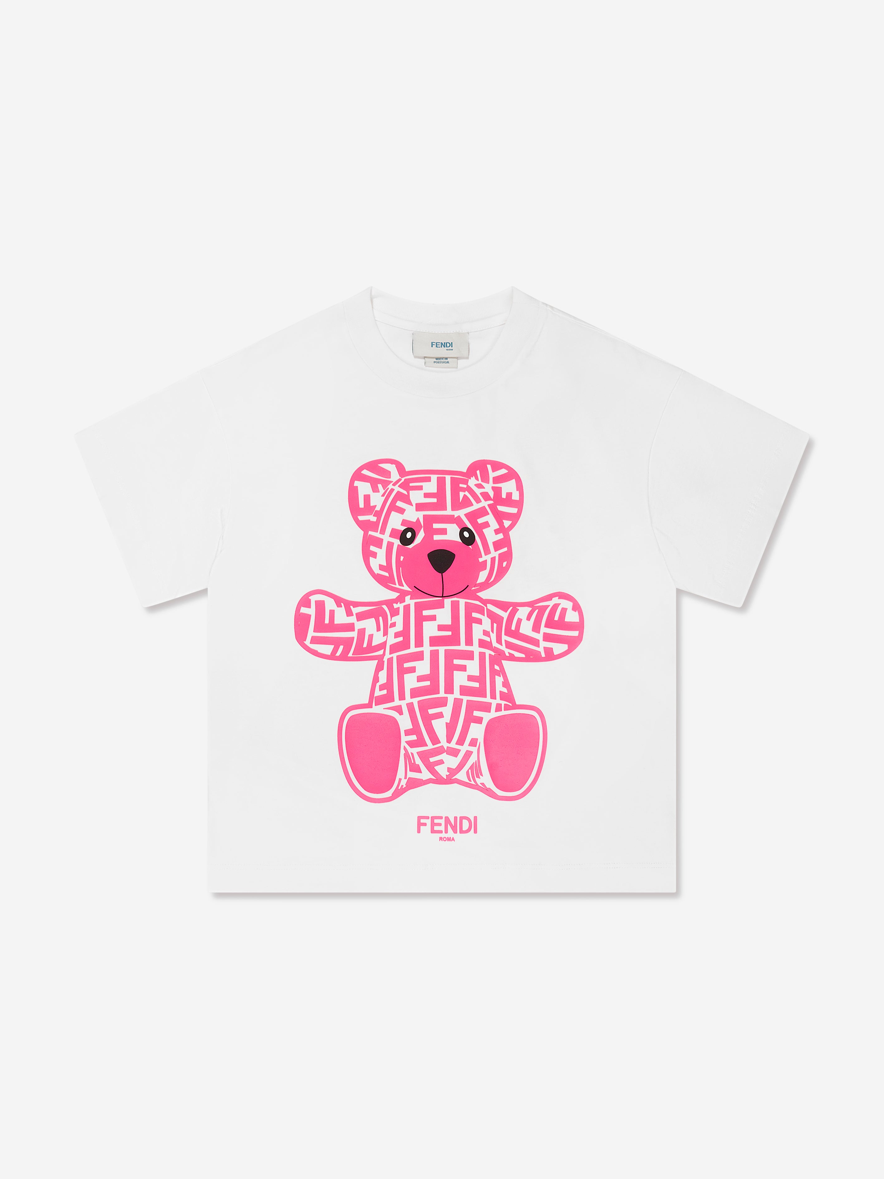 Fendi Kids' Girls Bear T-shirt In White