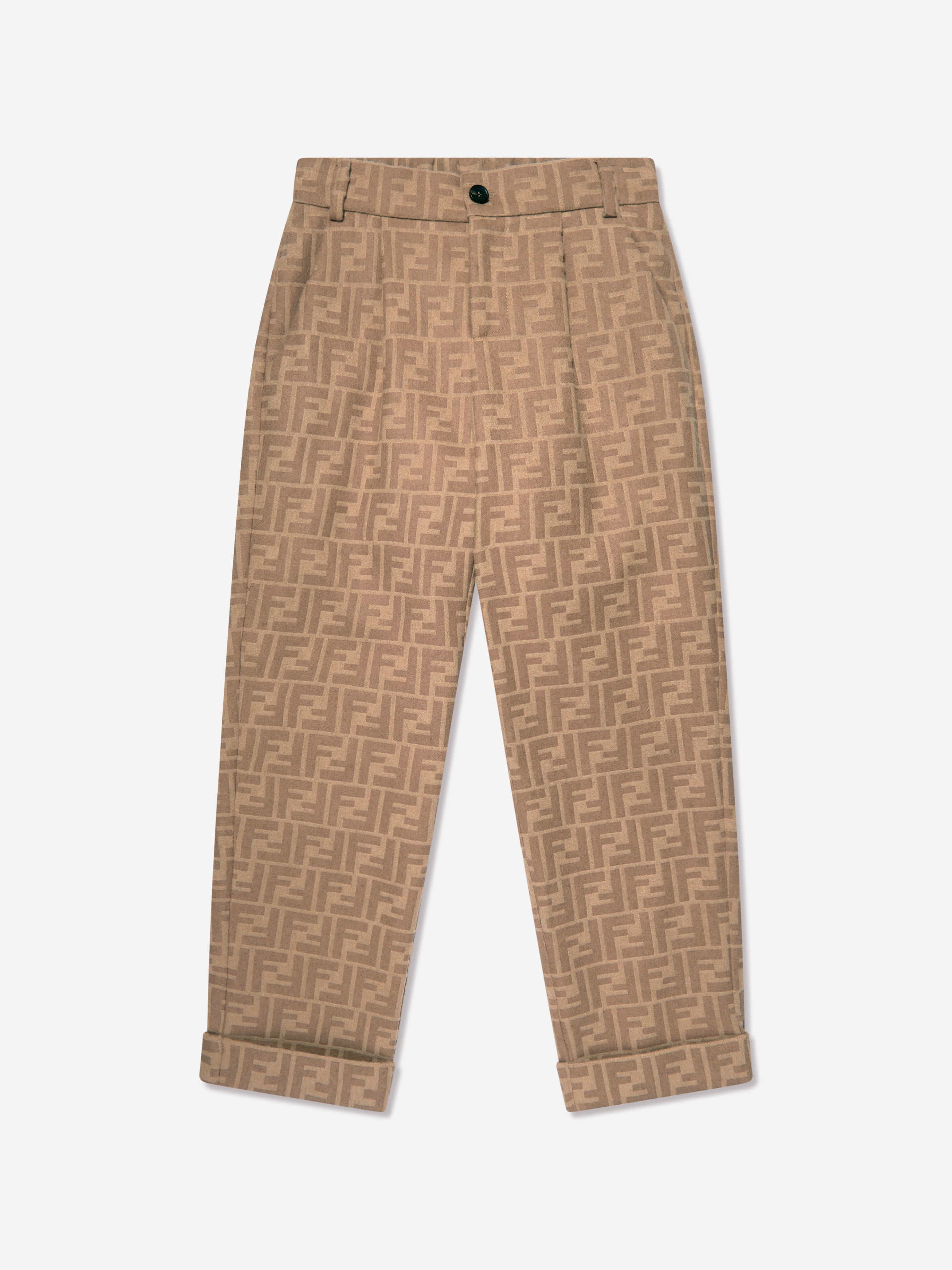 Fendi Kids' Boys Ff Logo Trousers In Beige