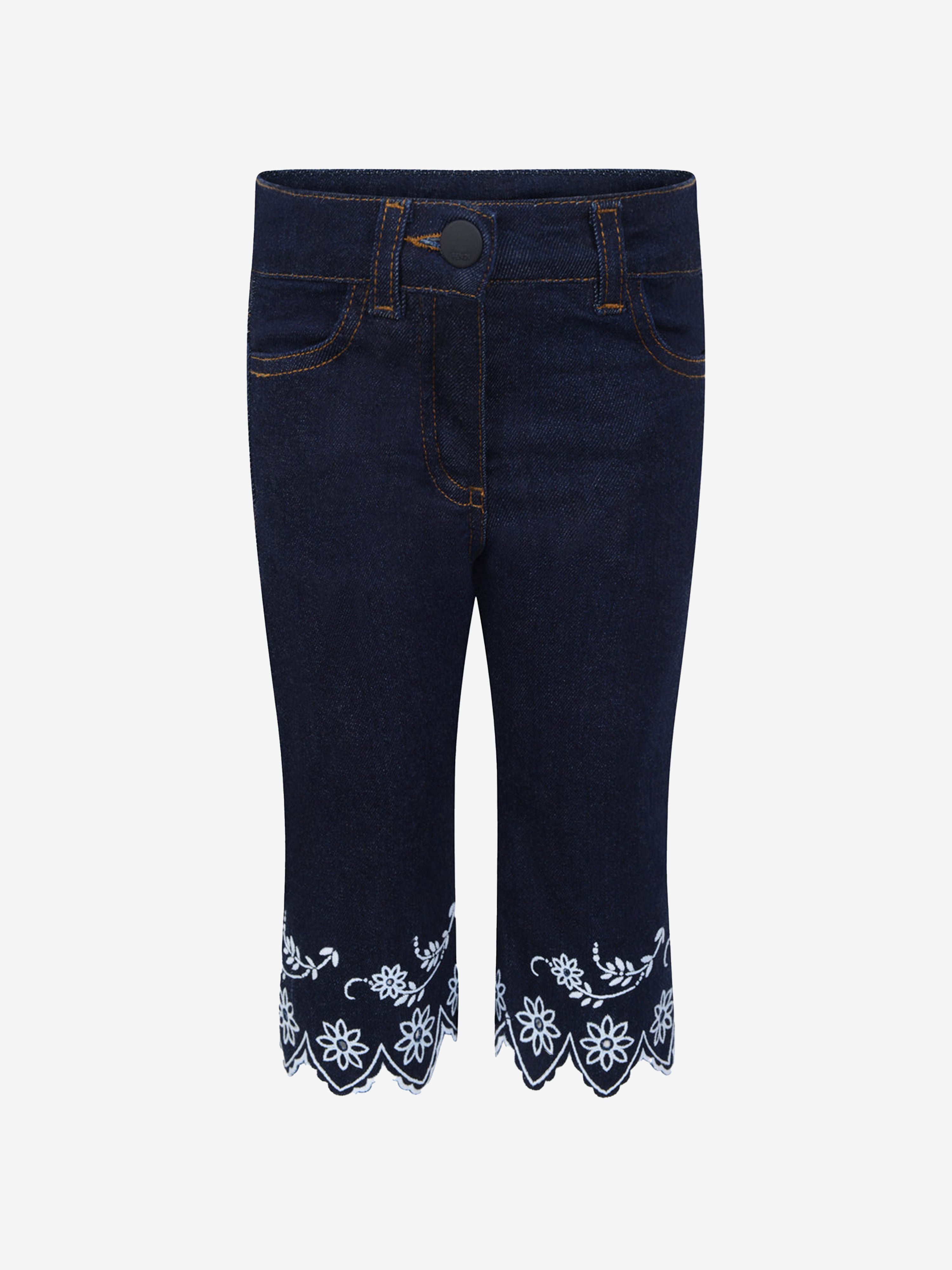 Fendi Baby Girls Denim Embroidered Jeans 12 Mths Blue