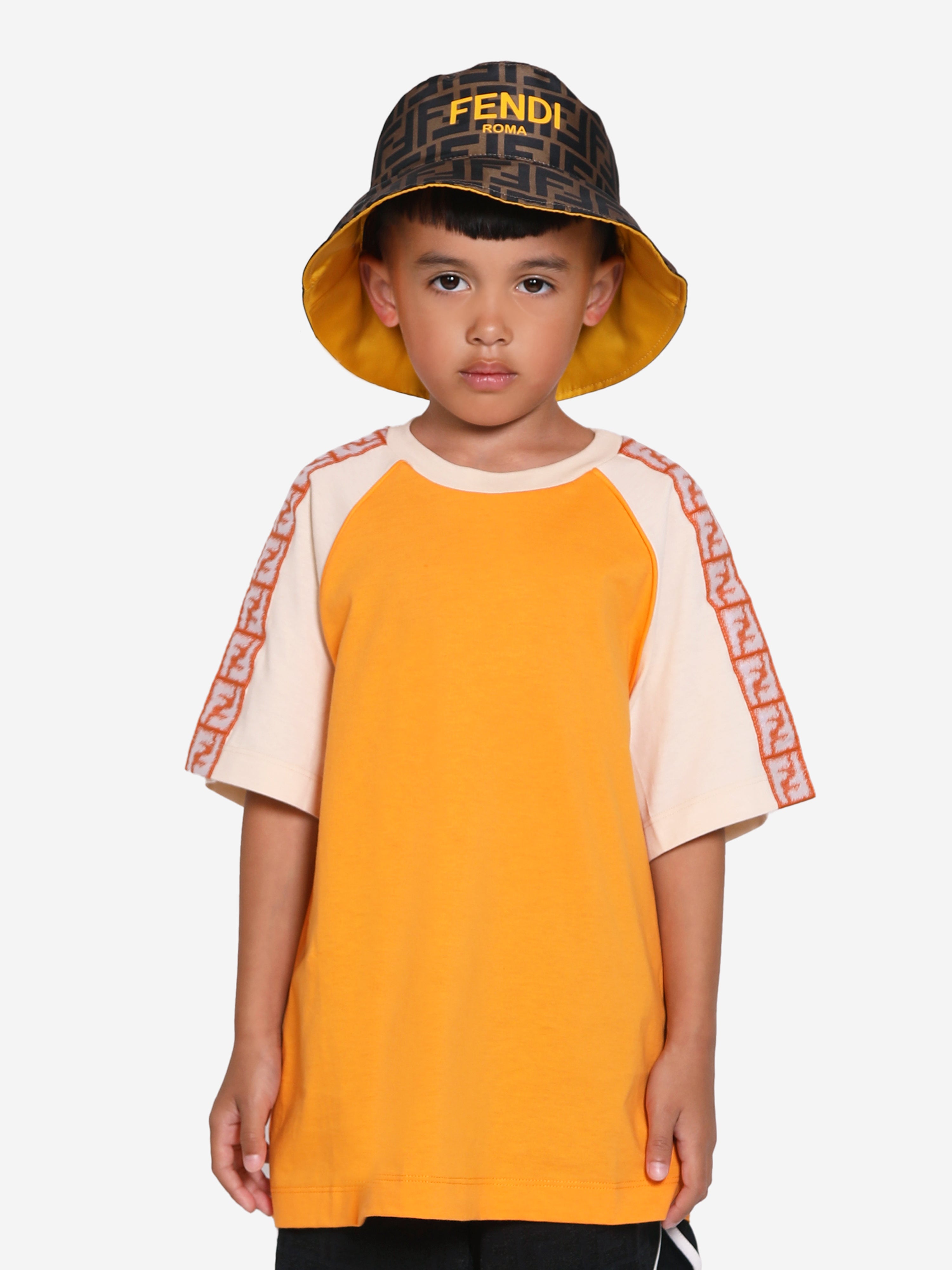 Fendi Kids' Boys Ff Logo T-shirt In Orange