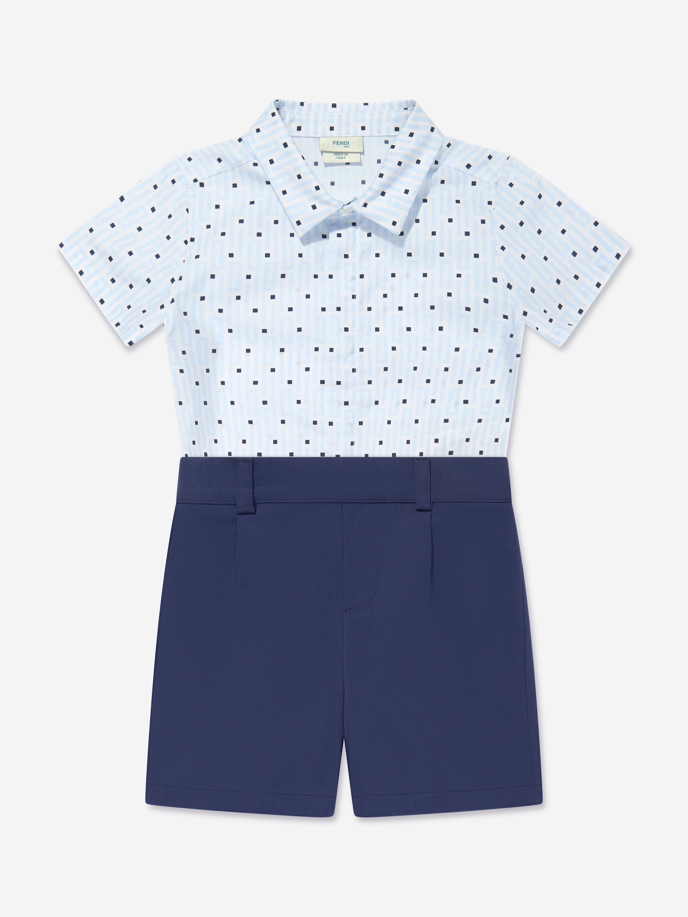 Fendi Baby Boys Logo Romper In Blue