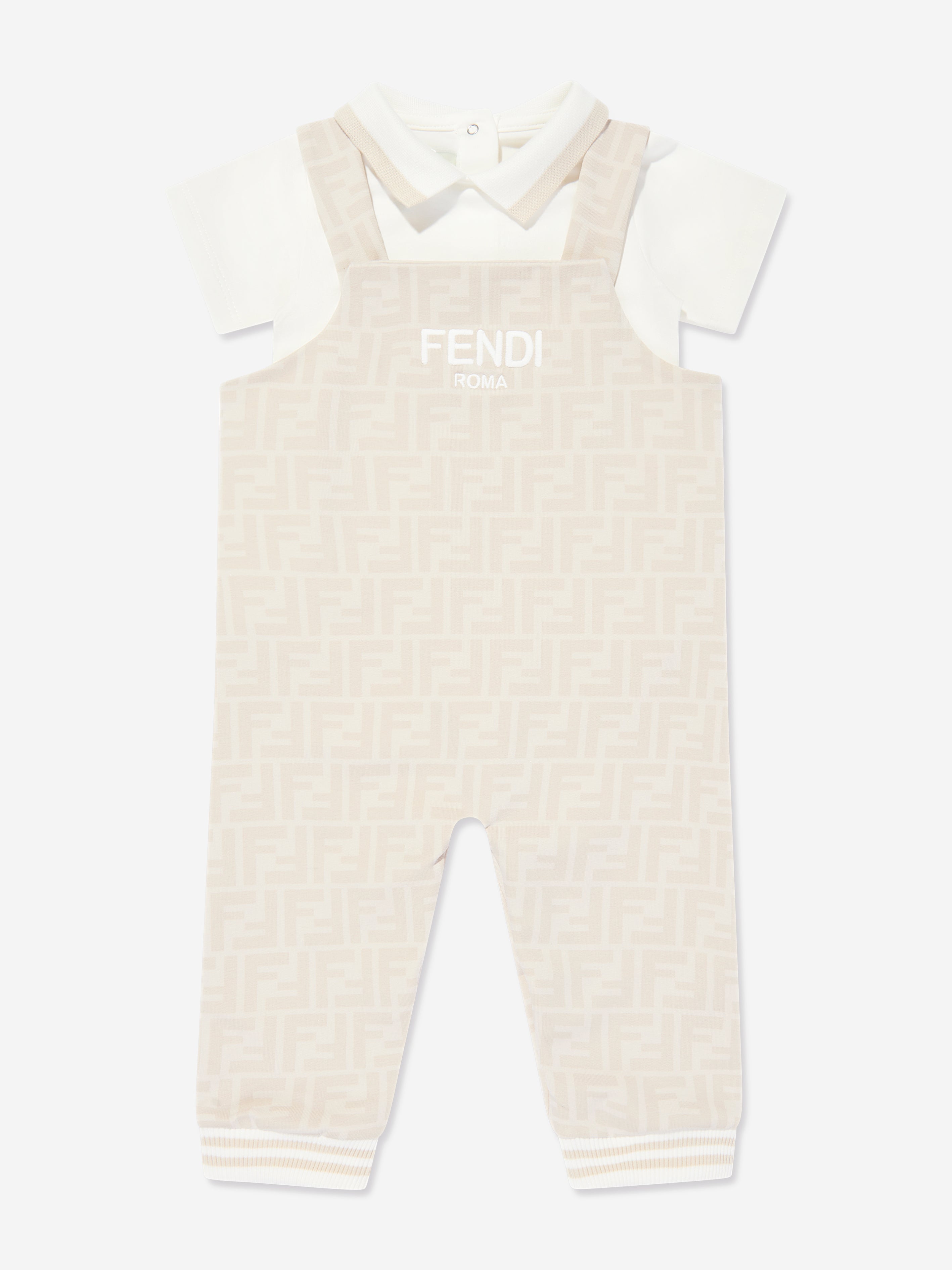 Fendi Baby Dungarees Set In Neutral