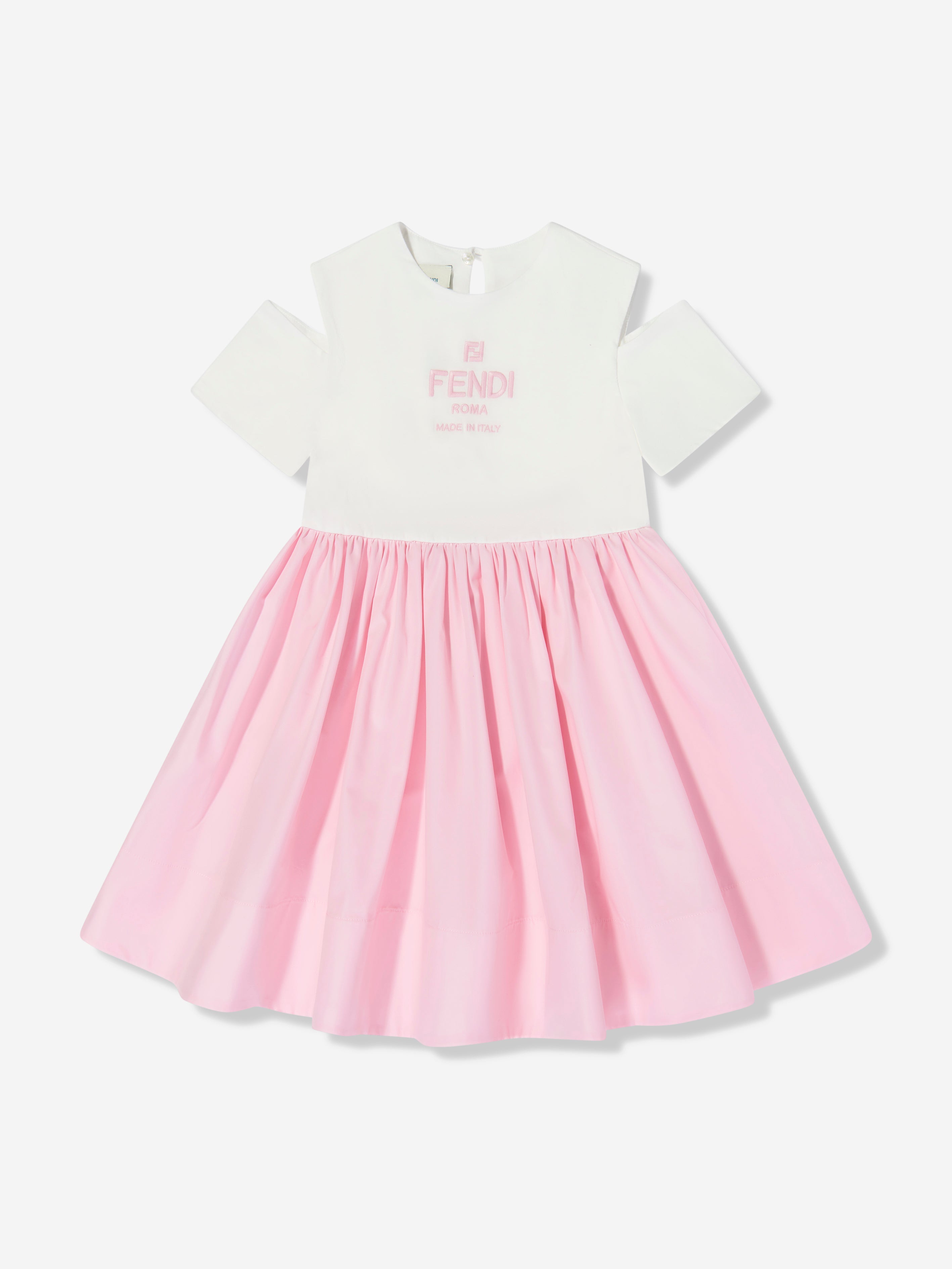 Fendi Kids' Girls Cotton Logo Dress In Pink
