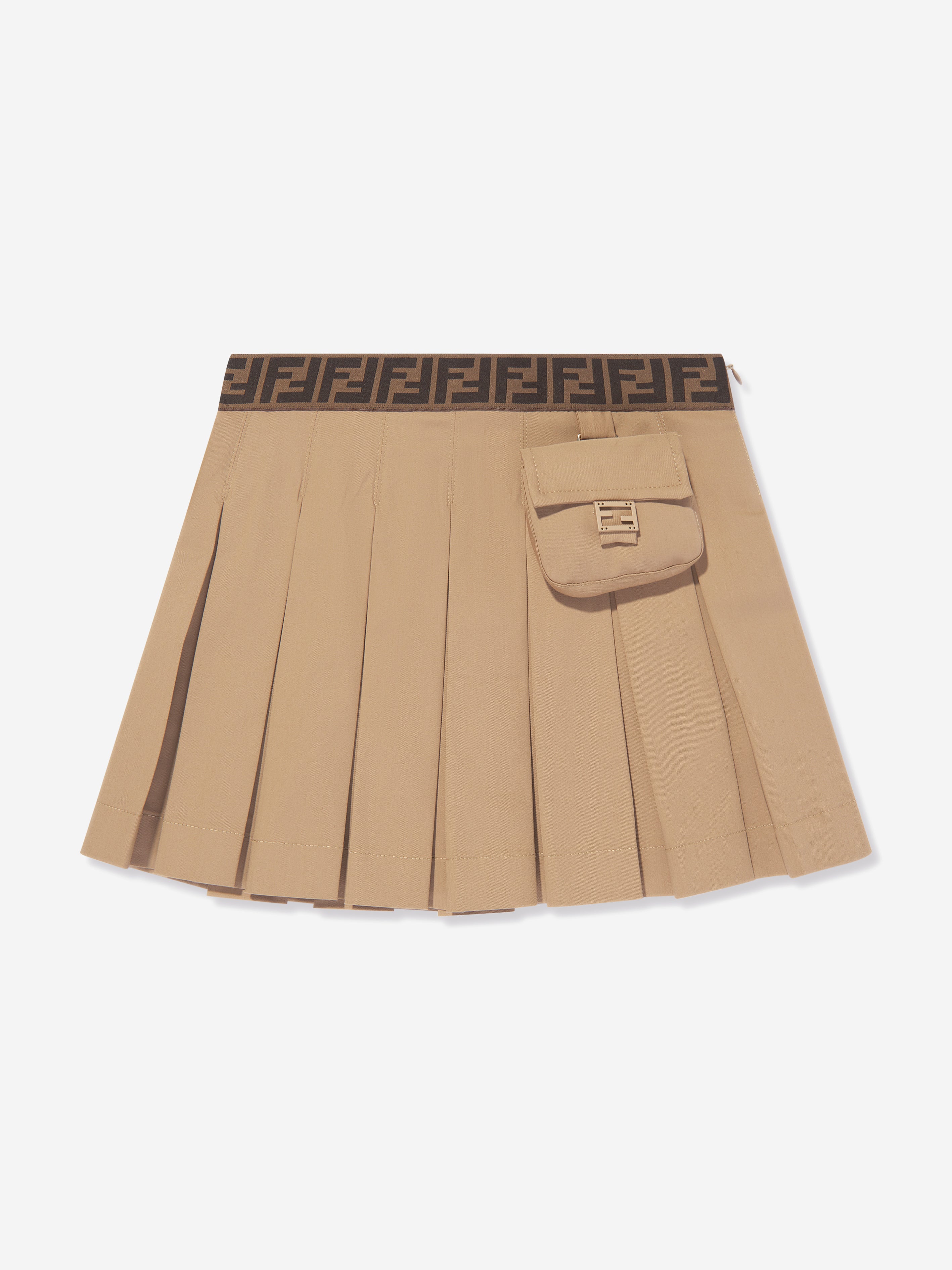 Fendi Kids' Girls Pleated Skirt In Beige