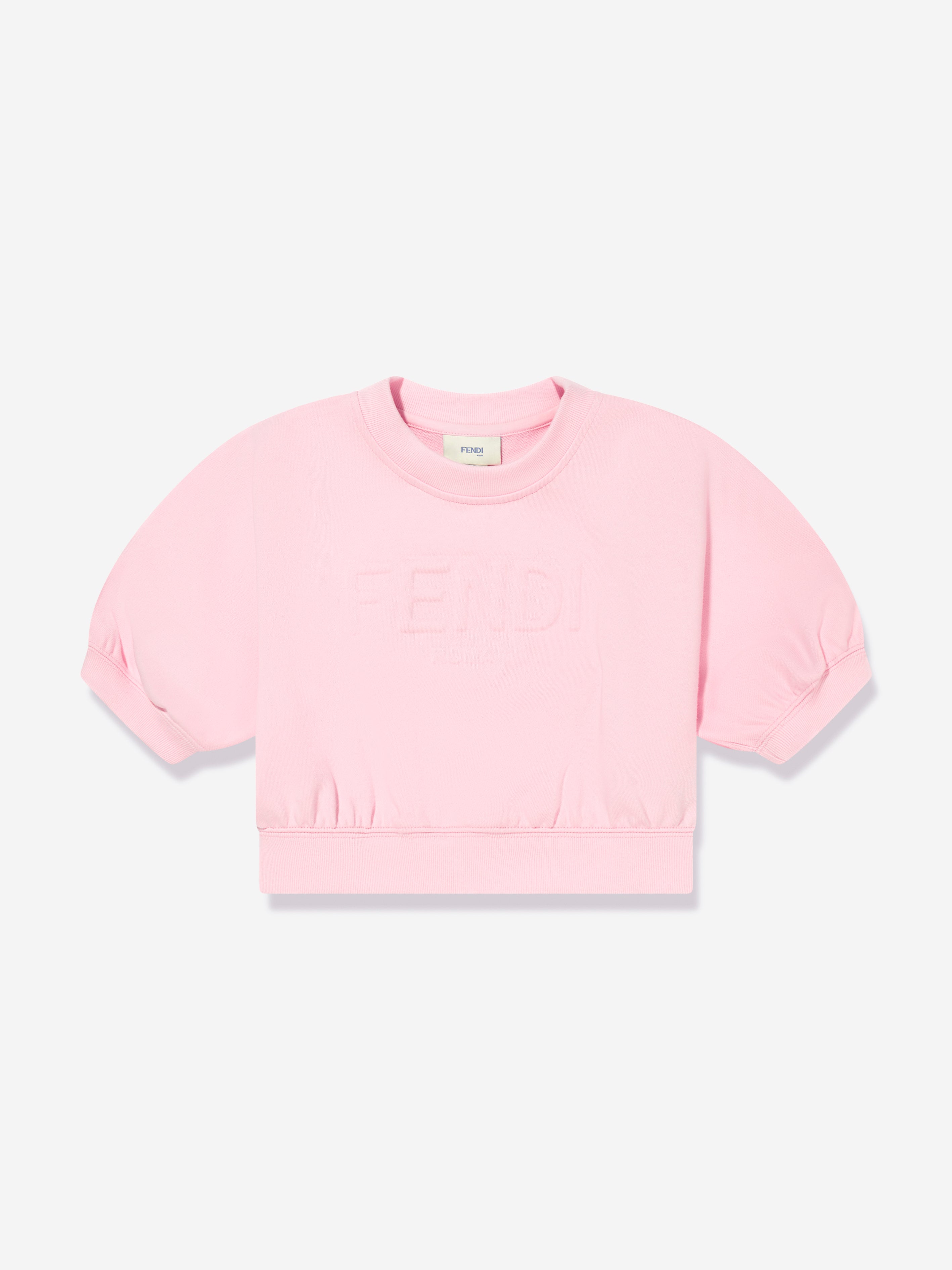 Fendi Kids' Girls Cropped Logo Sweatshirt In Pink