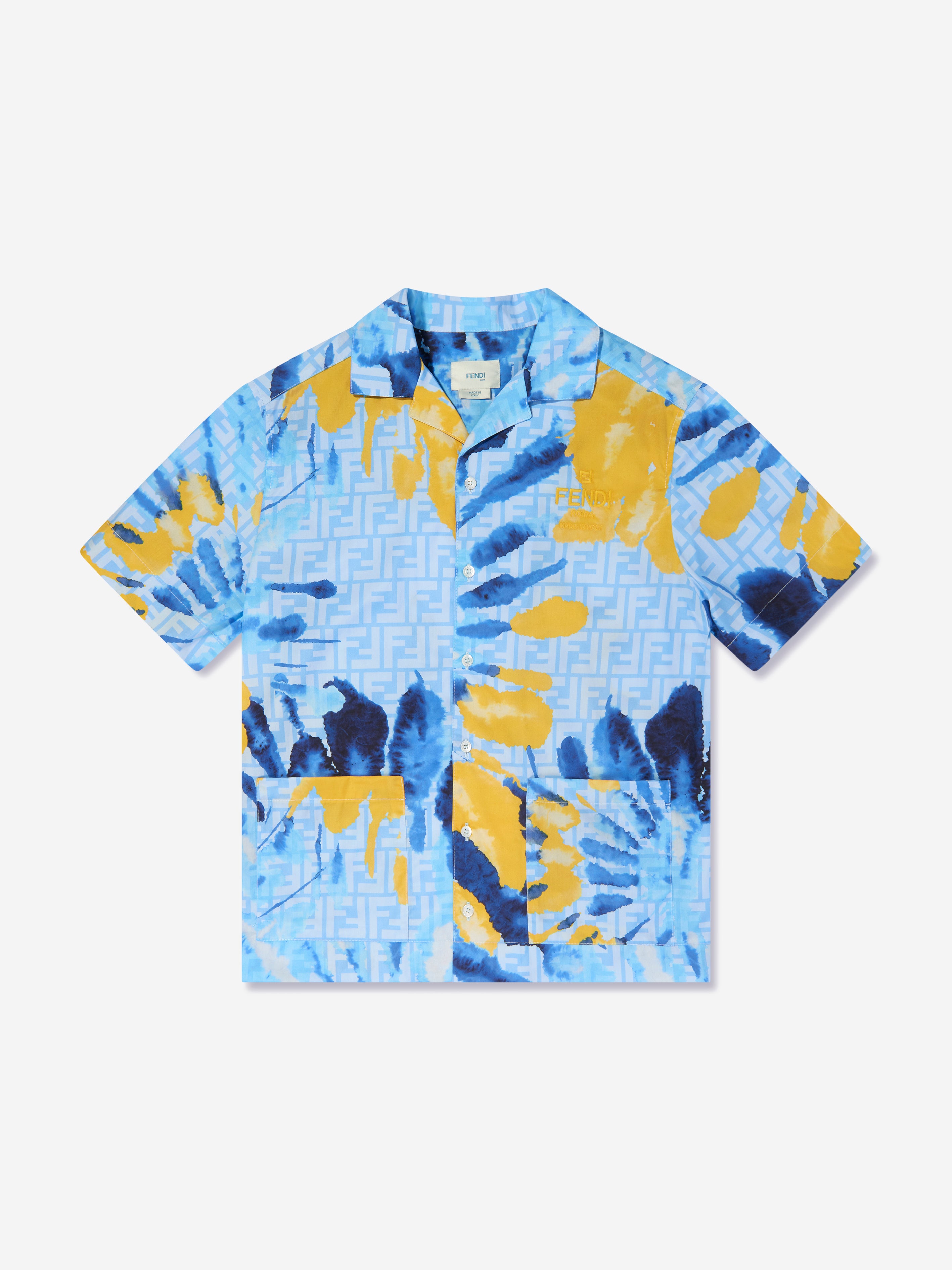 Fendi Kids' Boys Tie Dye Shirt In Blue