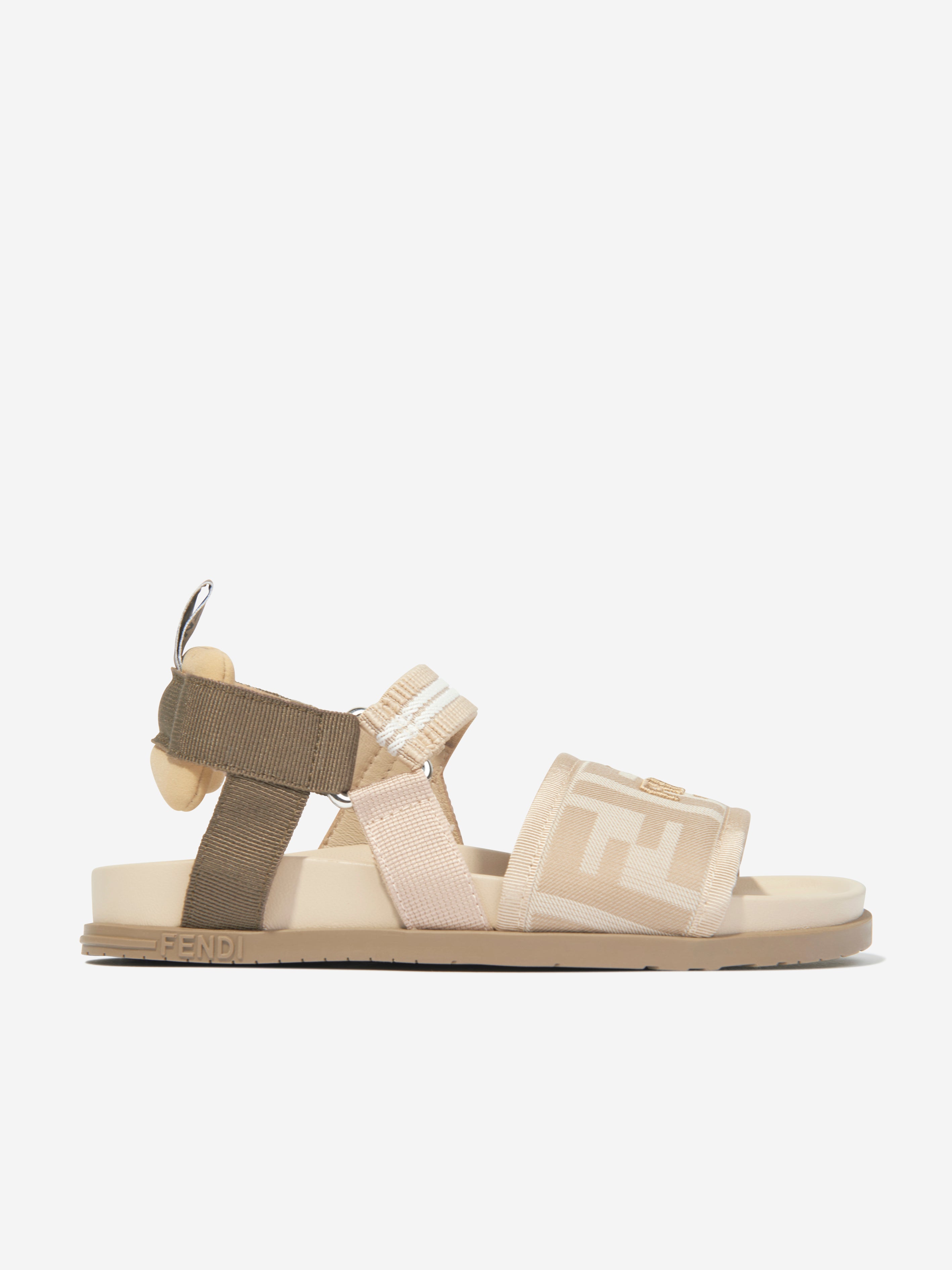 Fendi Kids' Girls Ff Logo Sandals In White