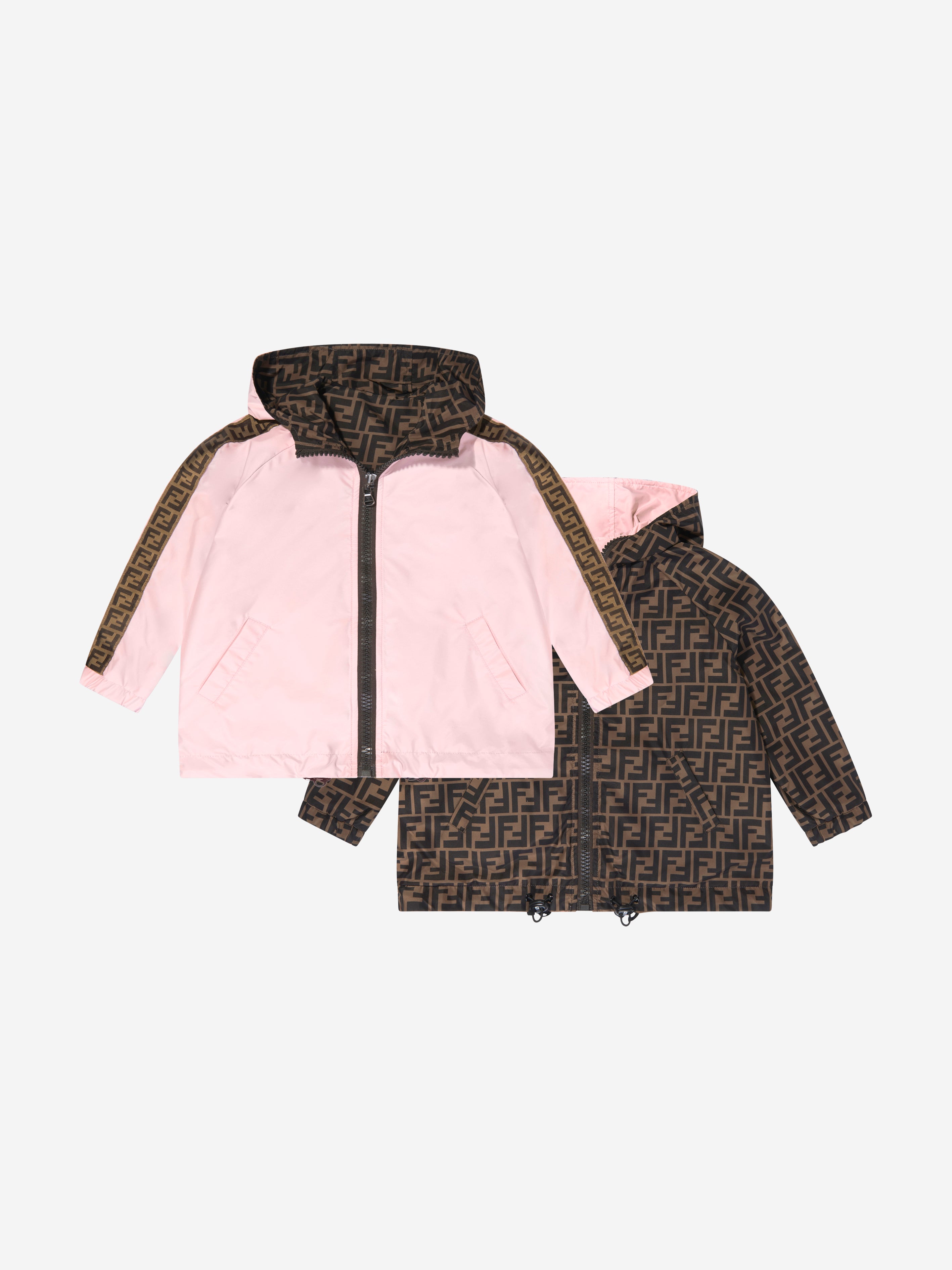 Fendi Babies' Girls Ff Logo Reversible Windbreaker In Pink