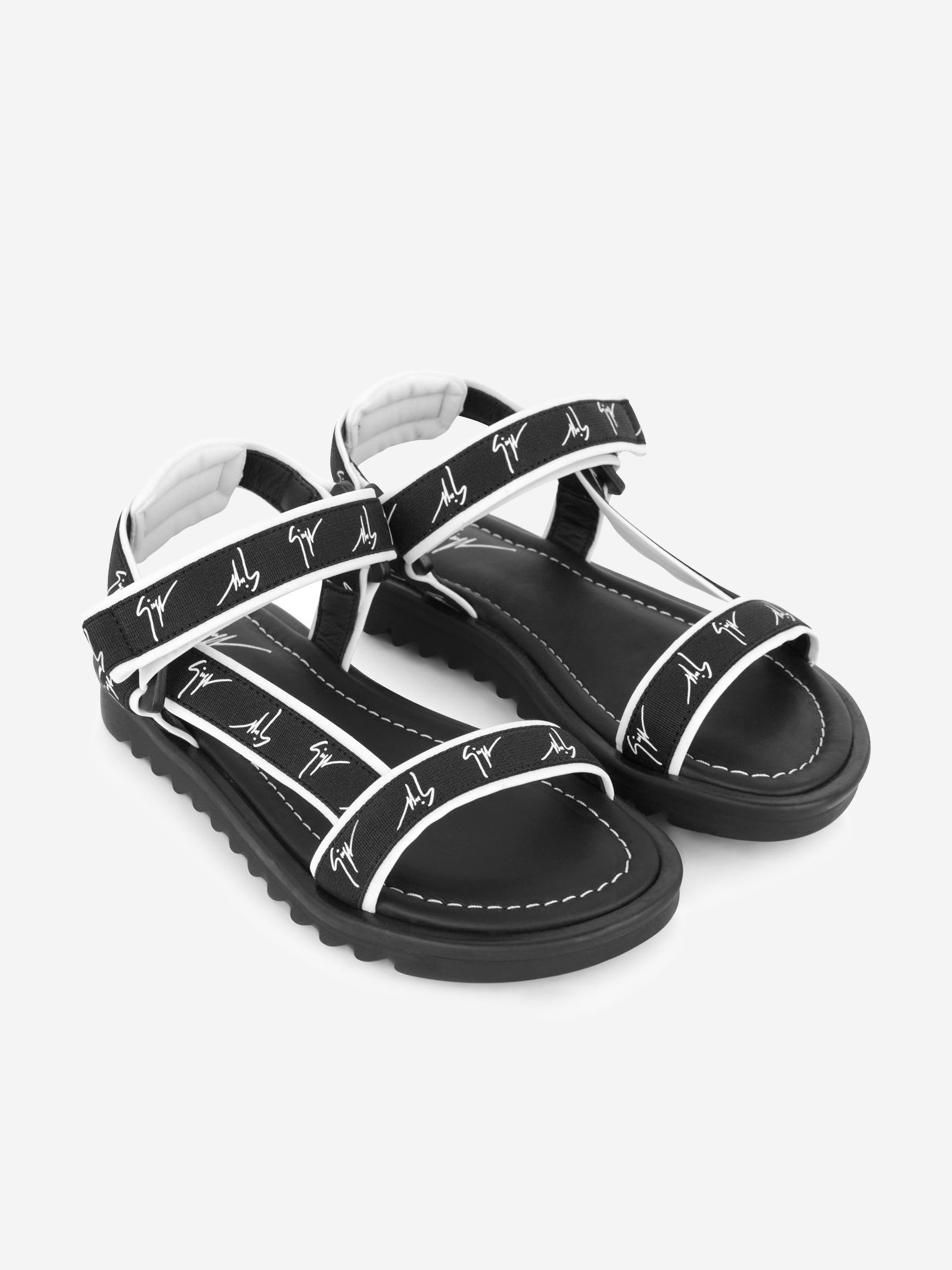 Giuseppe Junior Babies' Logo Sandals Eu 19 Uk 3 Black In Multi