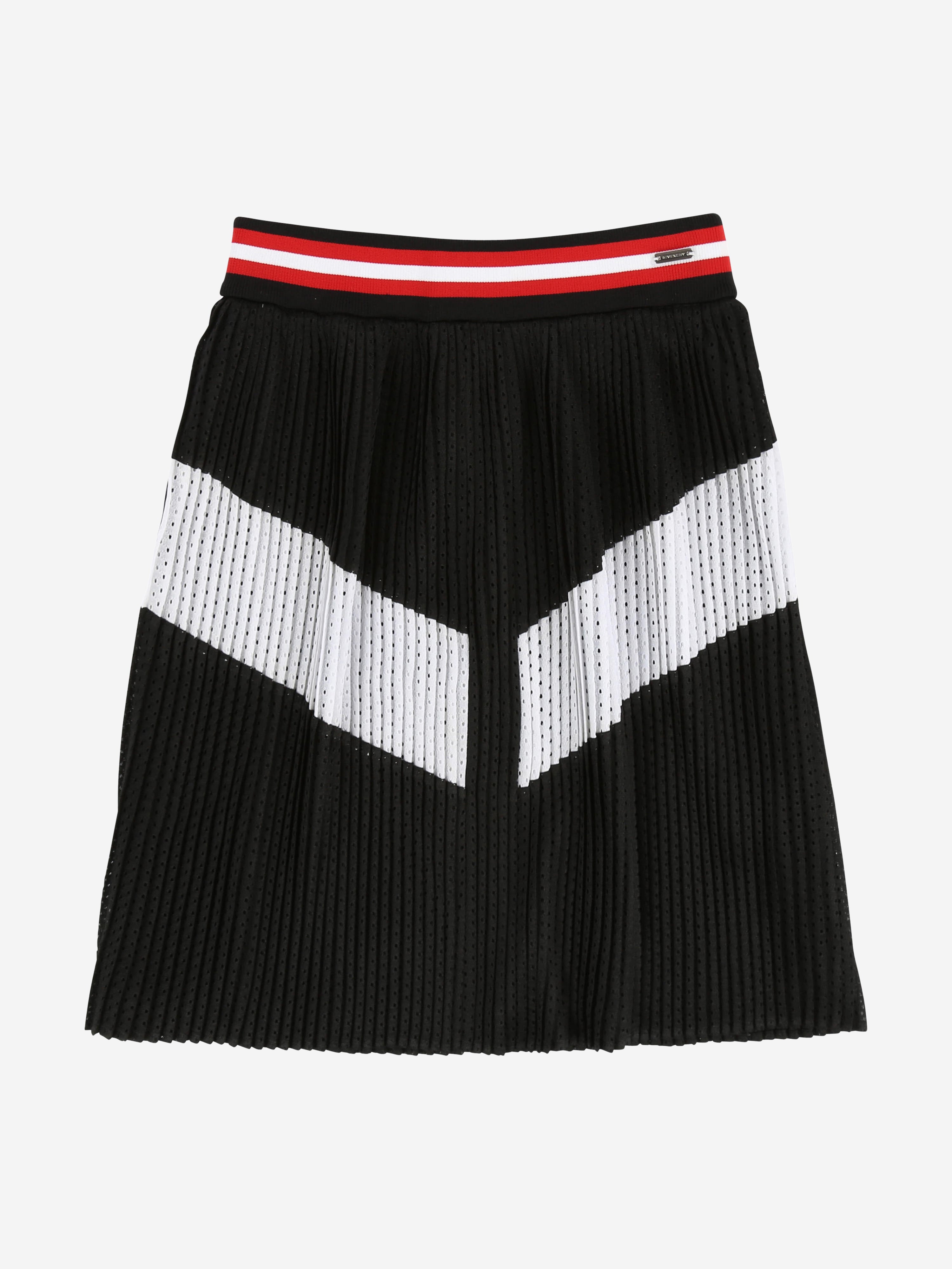 Givenchy Kids' Girls & White Pleated Skirt 8 Yrs Black In Pink