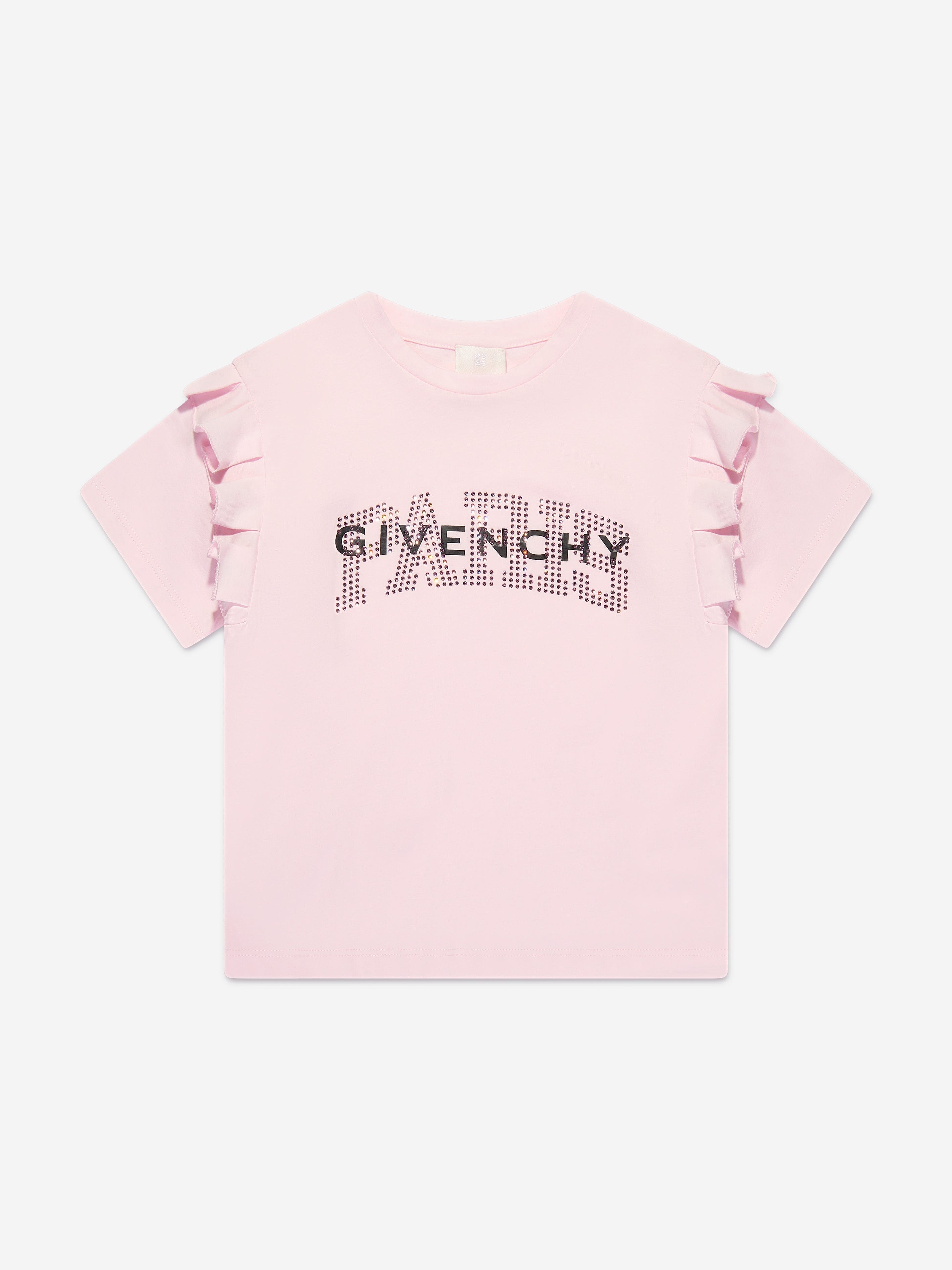 Givenchy Kids' Girls Paris Logo Ruffle T-shirt In Pink