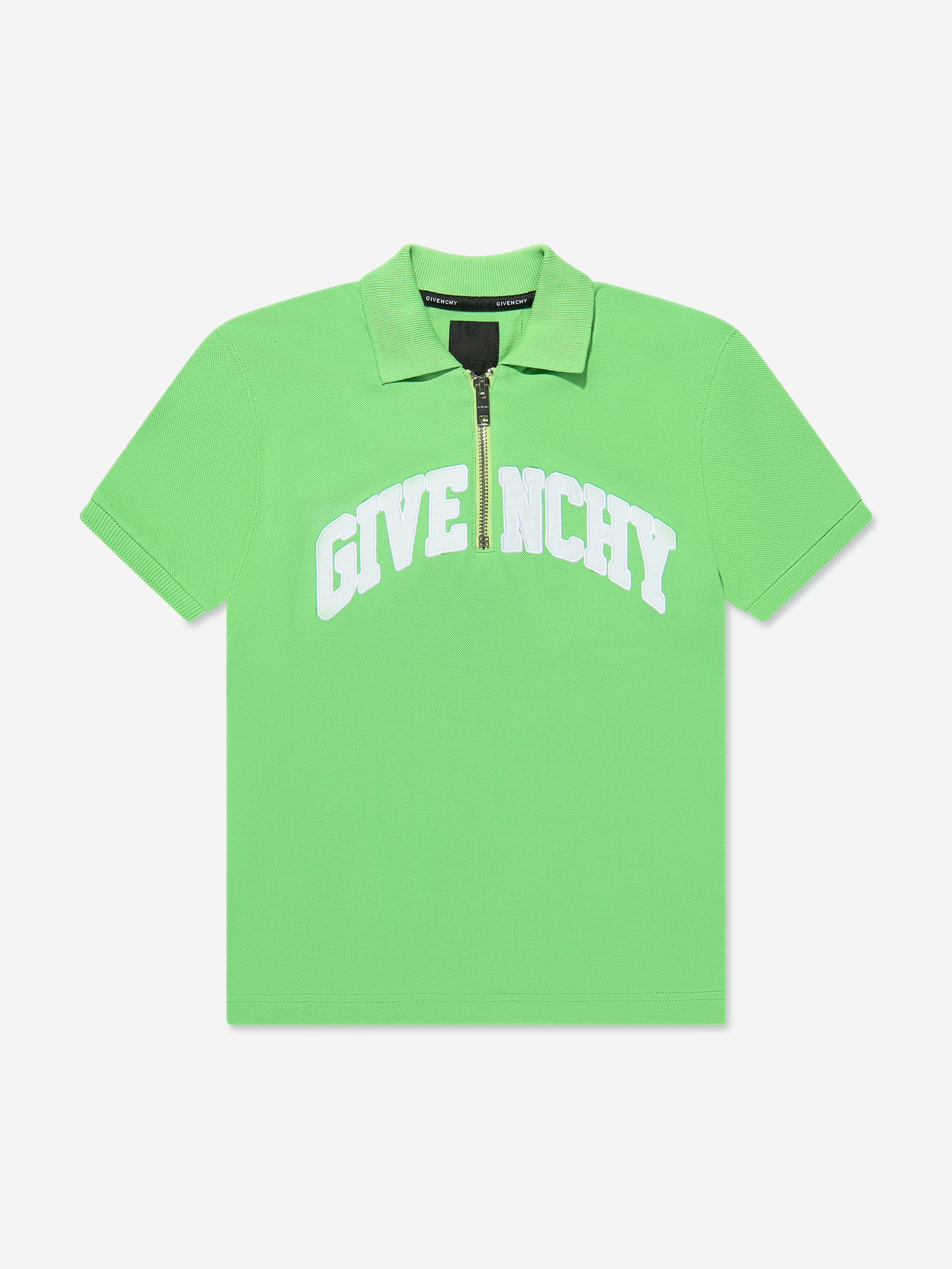 Givenchy Kids' Boys Zip Front Polo Shirt In Green