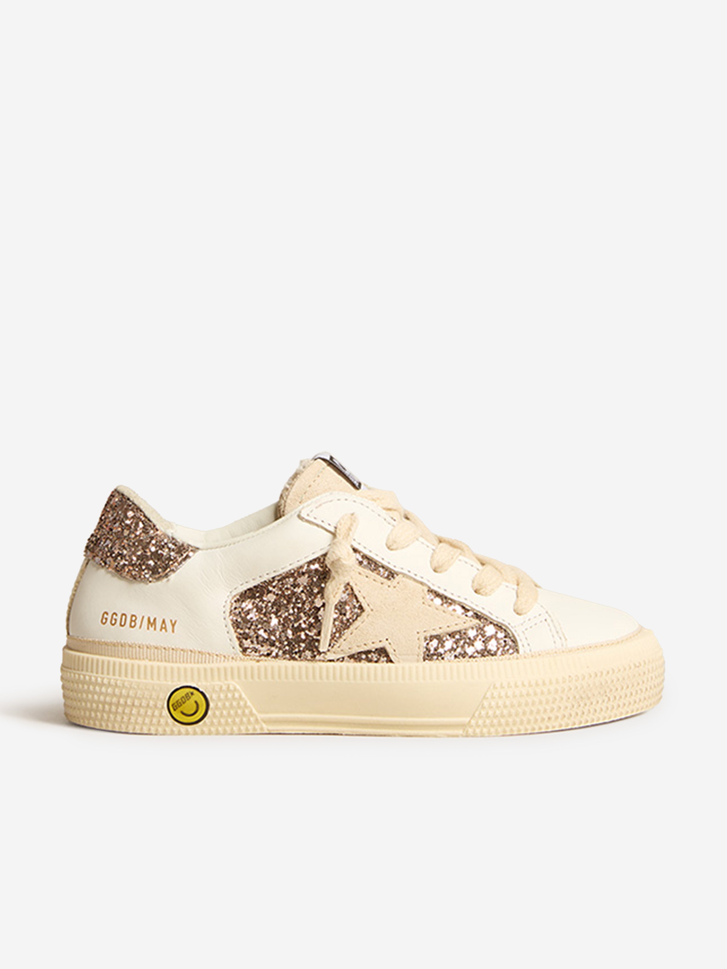 Golden Goose Babies' Girls May Leather And Glitter Trainers In Multi