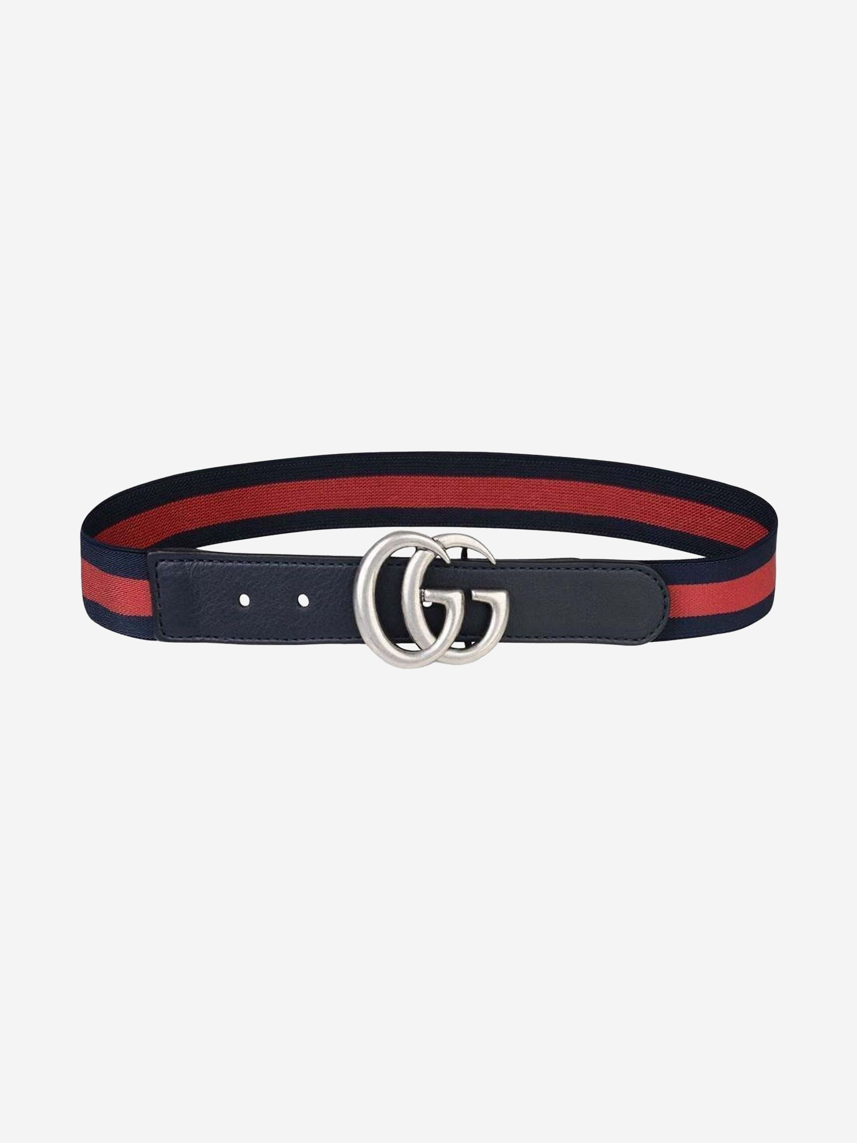 Gucci Kids Elasticated Gg Buckle Belt L (6 - 8 Yrs) Blue In Red