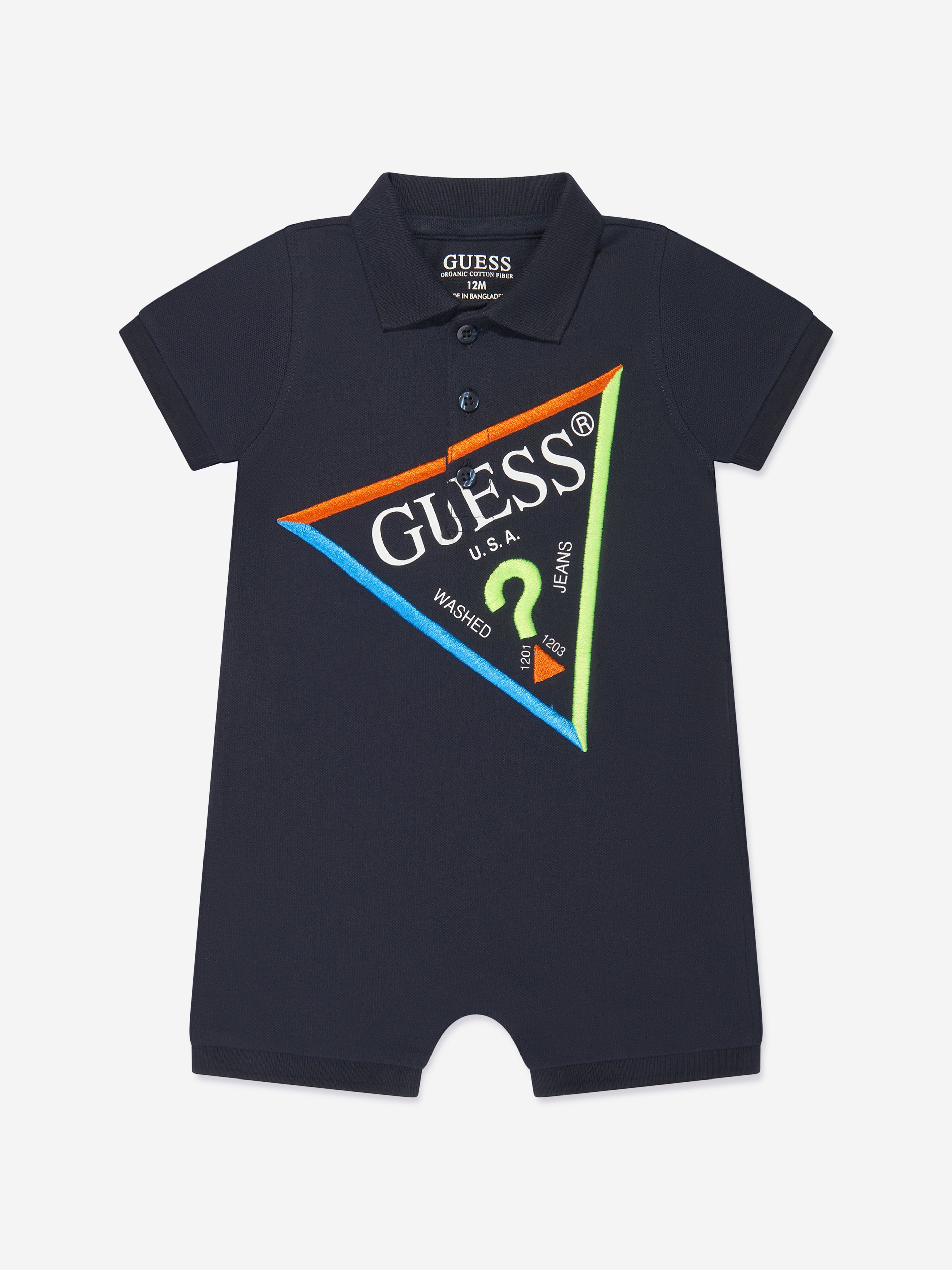 Guess Baby Boys Logo Romper In Blue