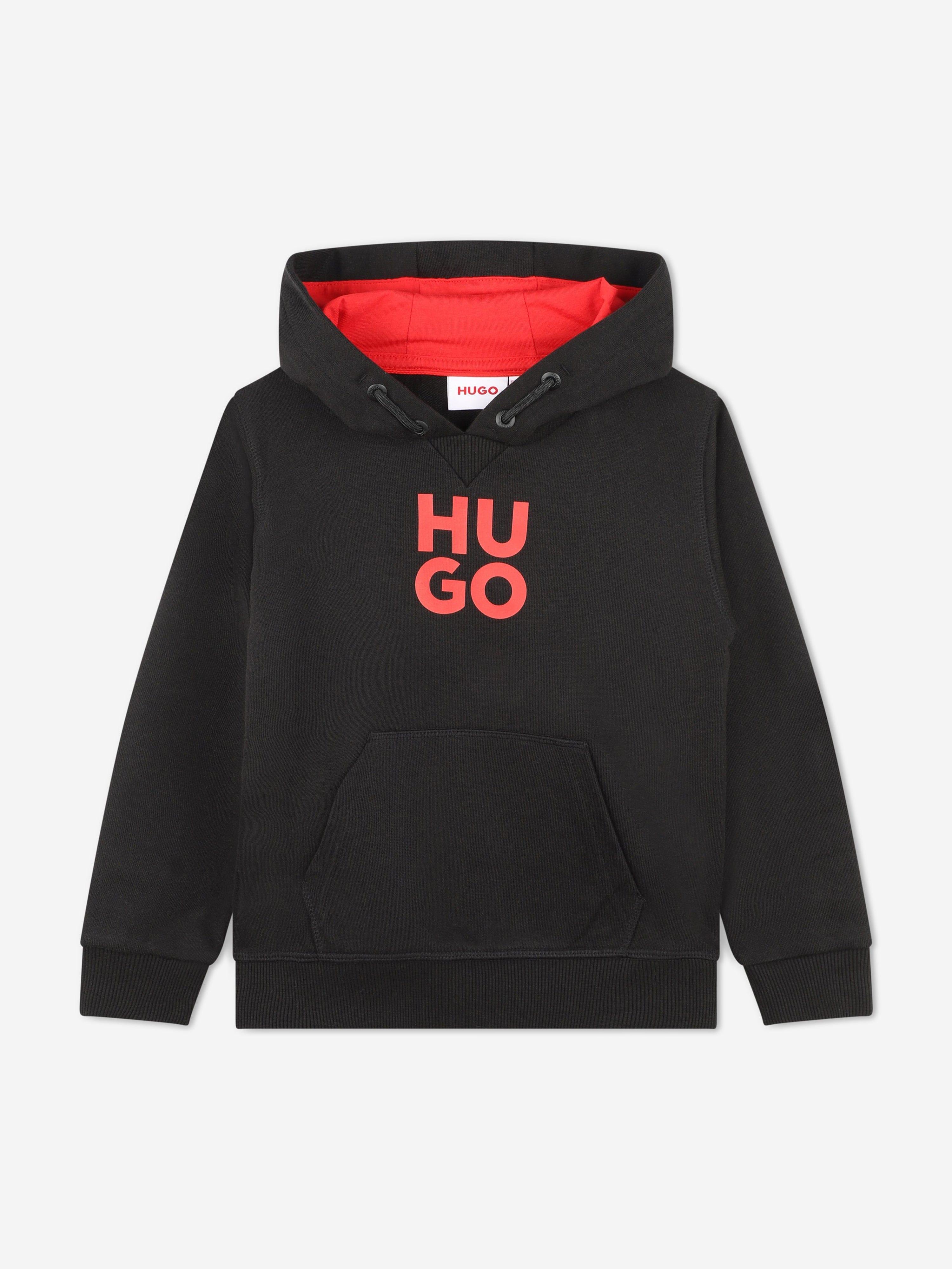 Hugo Babies' Boys Logo Print Hoodie In Black