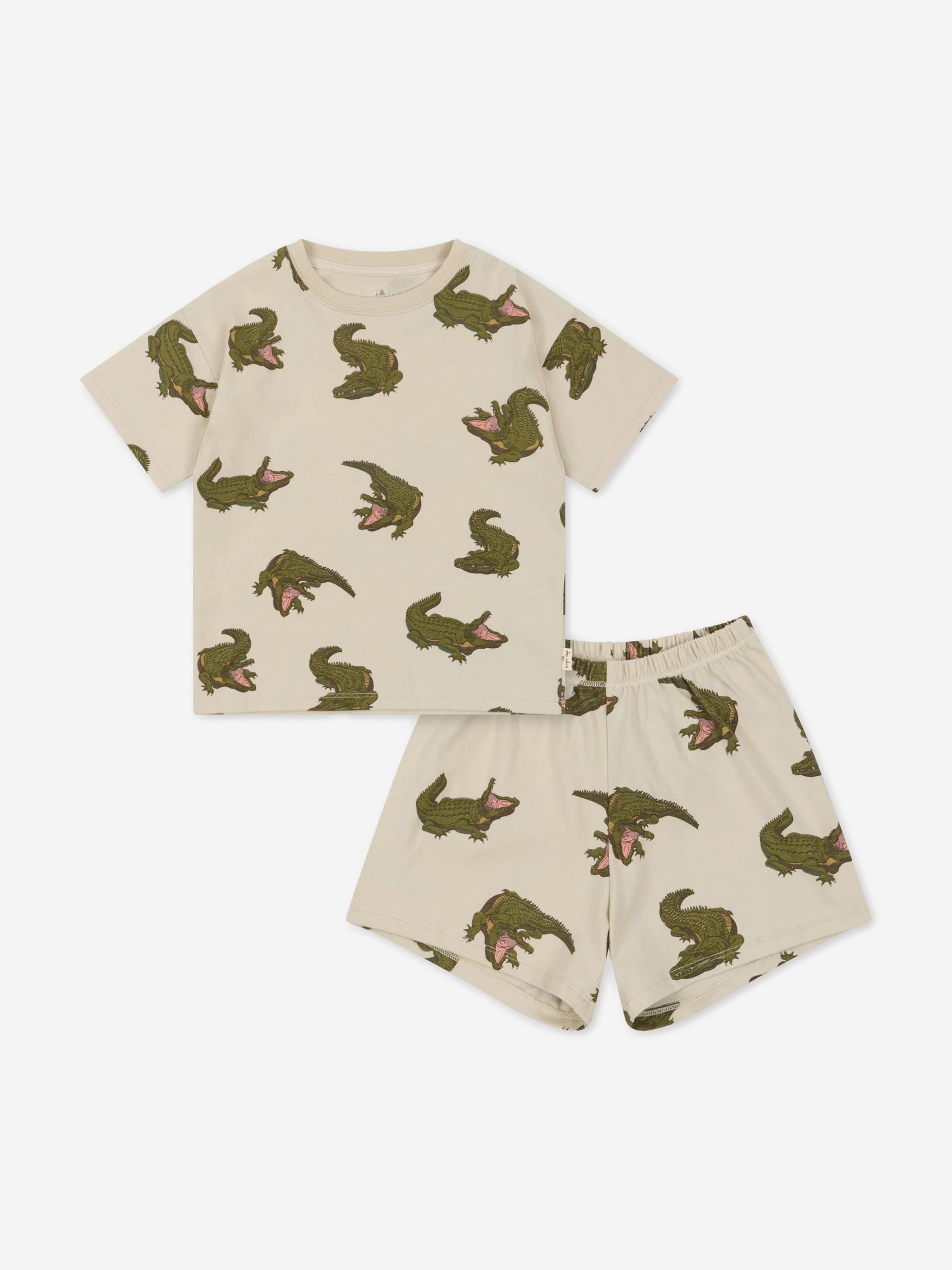 Shop Konges Slojd Boys Organic Cotton Crocodile Short Set In Multicoloured