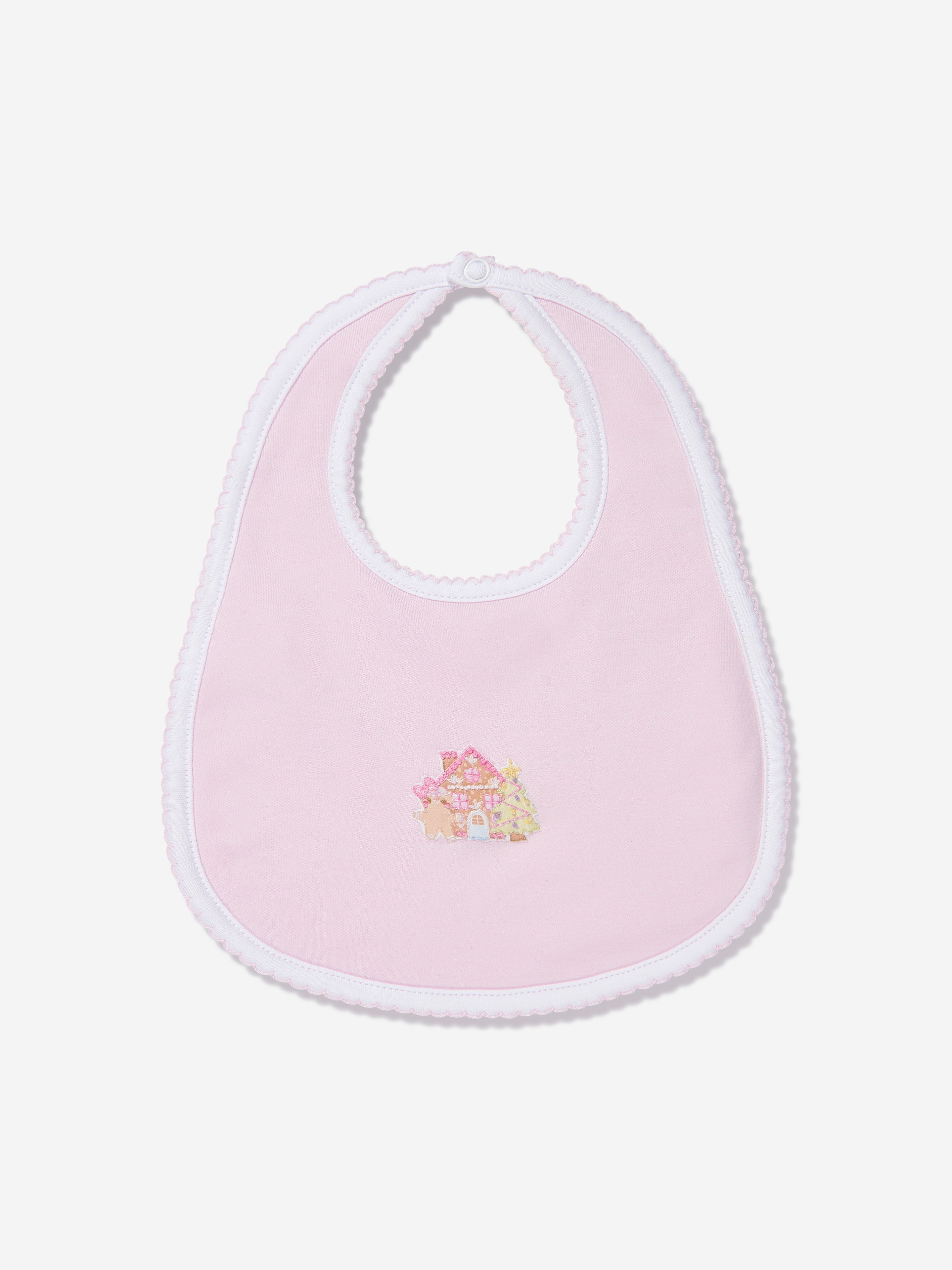 Magnolia Baby Baby Girls Sweet Gingerbread Embroidered Bib In Pink
