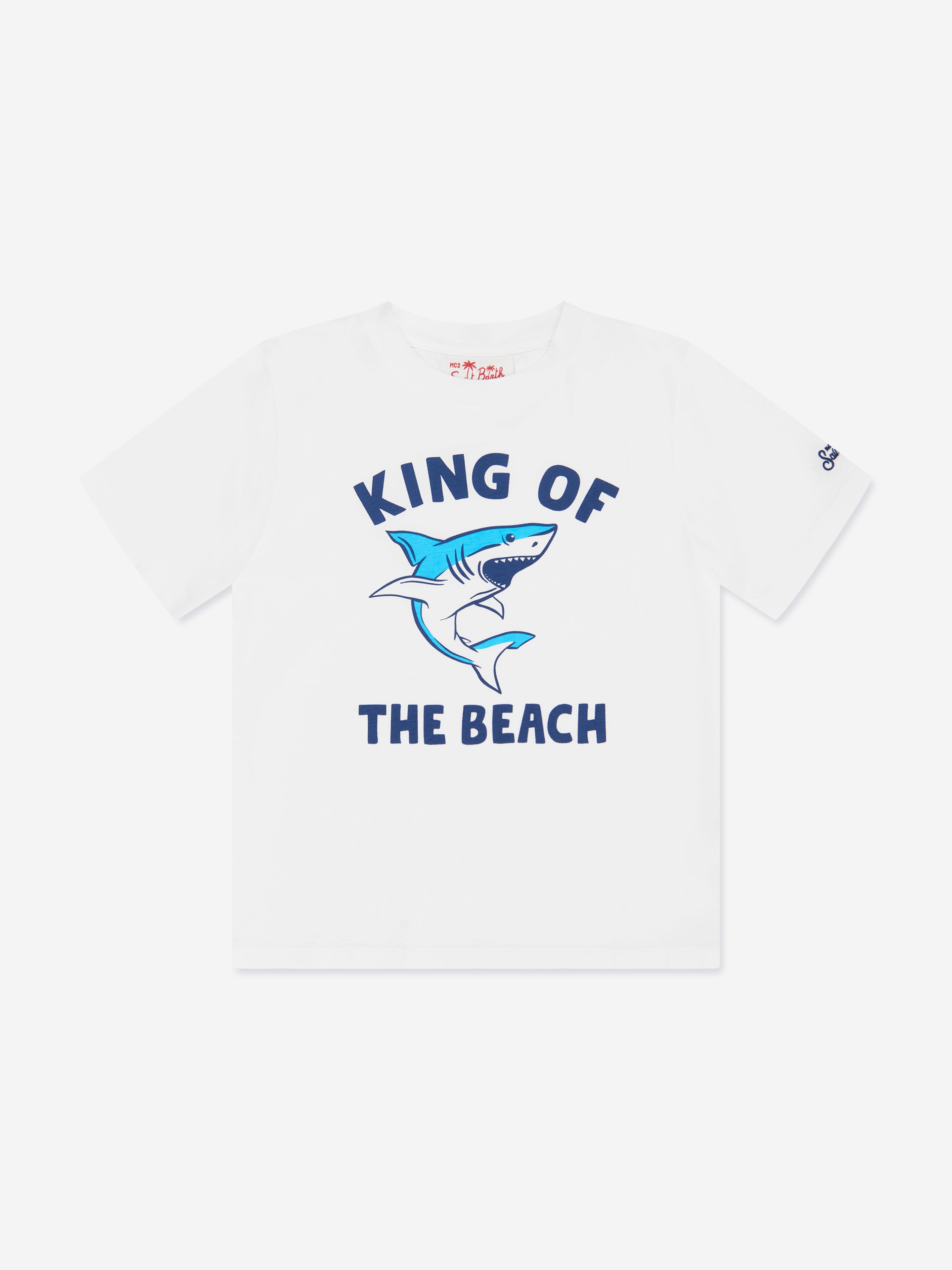 Mc2 Saint Barth Kids' Boys King Shark T-shirt In White