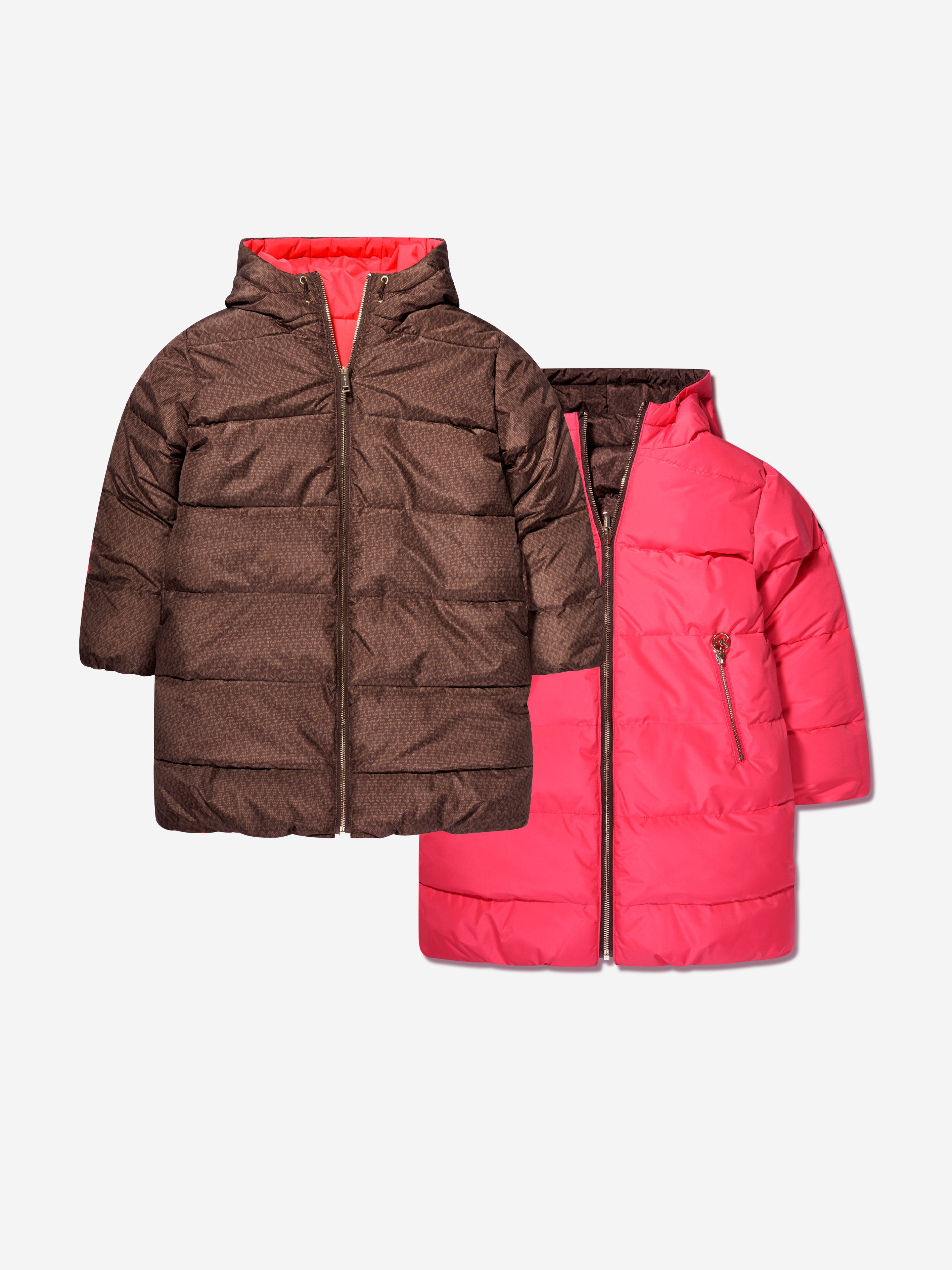 Michael Kors Kids' Girls Reversible Puffer Jacket In Multi