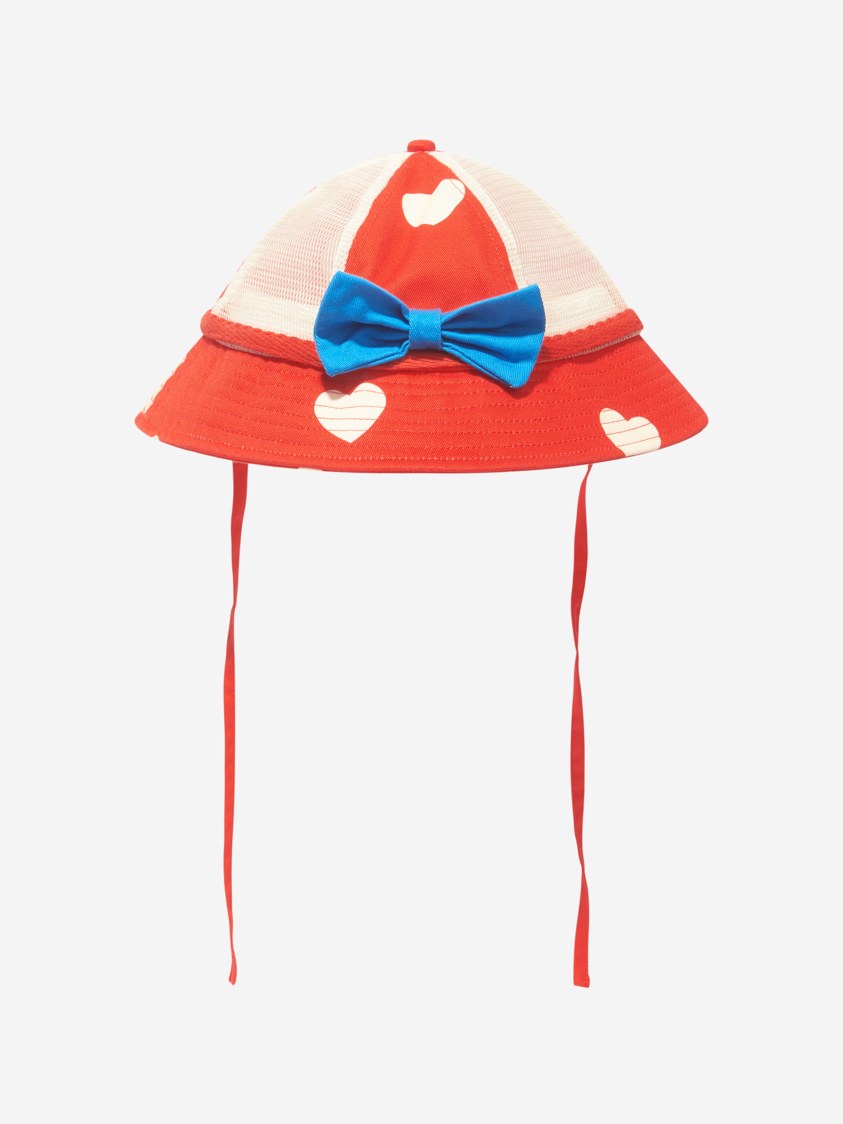 Mini Rodini Kids' Girls Hearts Sun Hat In Red