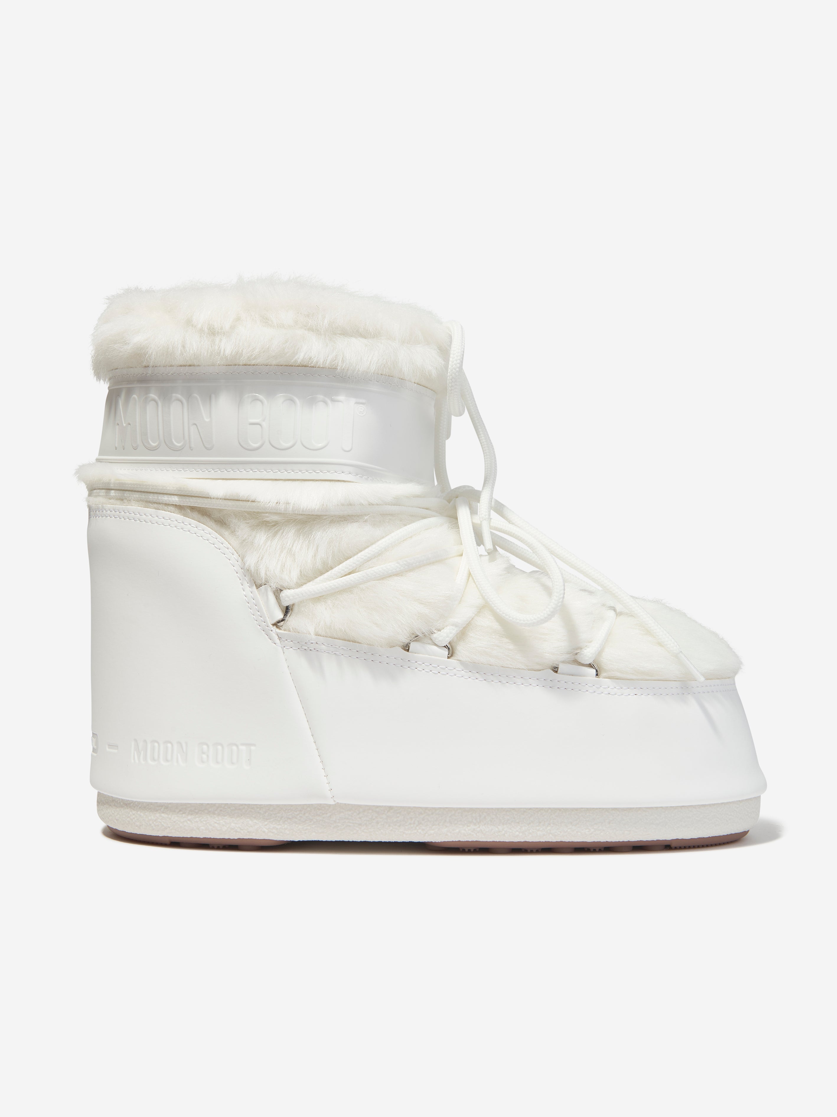 Moon Boot Kids Icon Lowo Faux Fur Snow Boots In White
