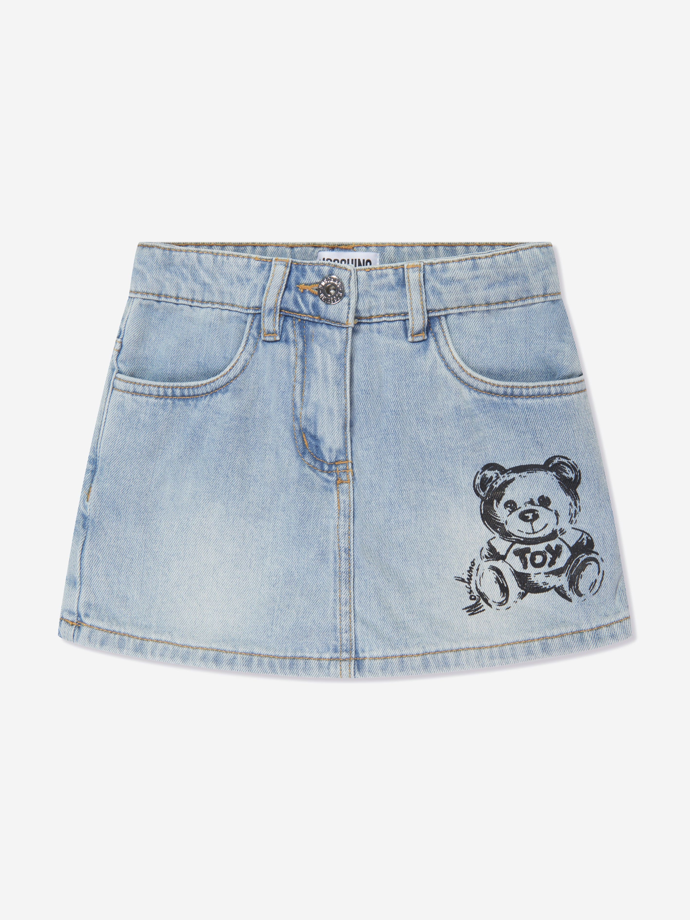 Moschino Babies' Girls Teddy Denim Skort In Blue