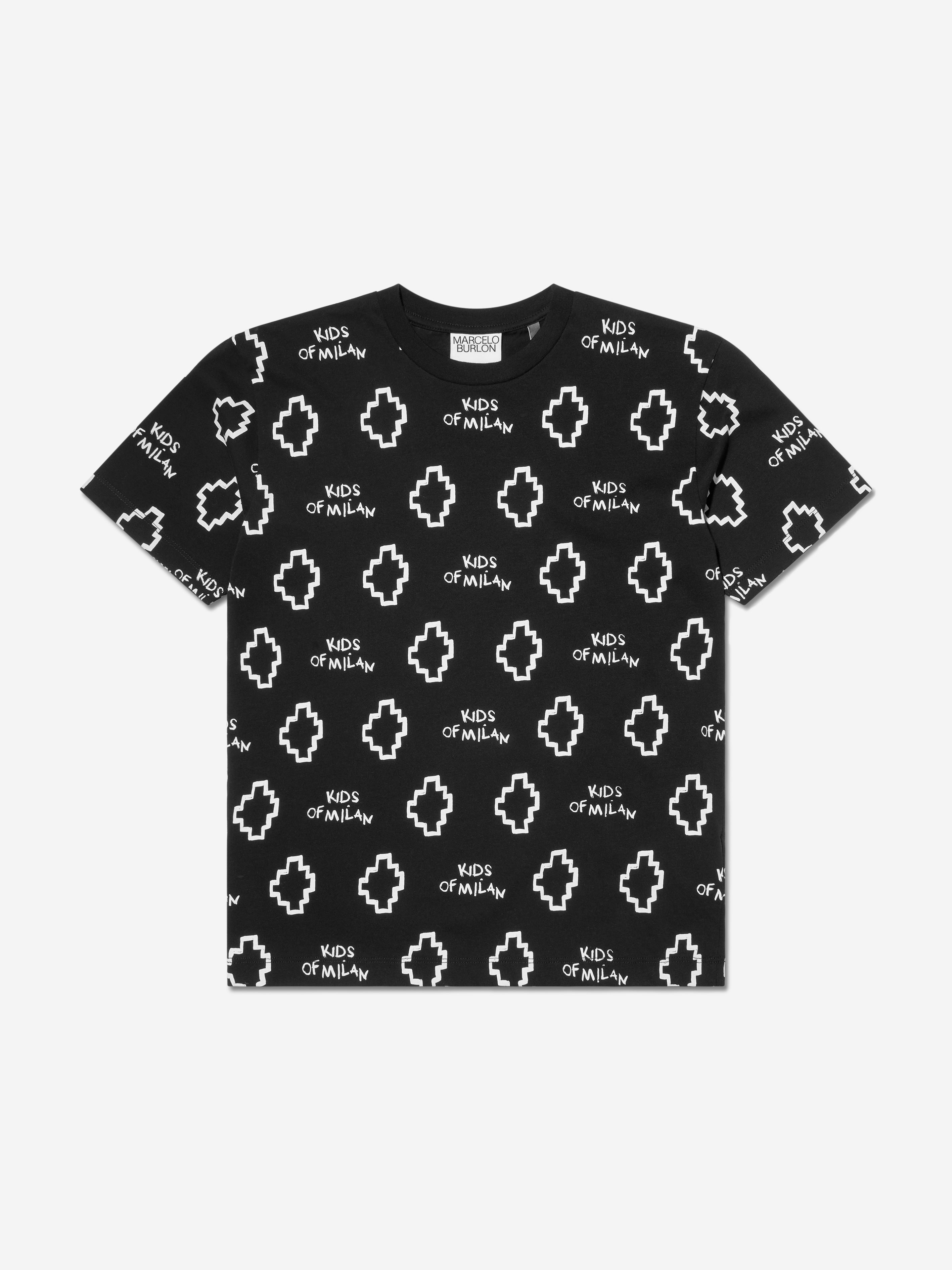 Marcelo Burlon County Of Milan Kids' Boys Cotton Short Sleeve Logo T-shirt 8 Yrs Black