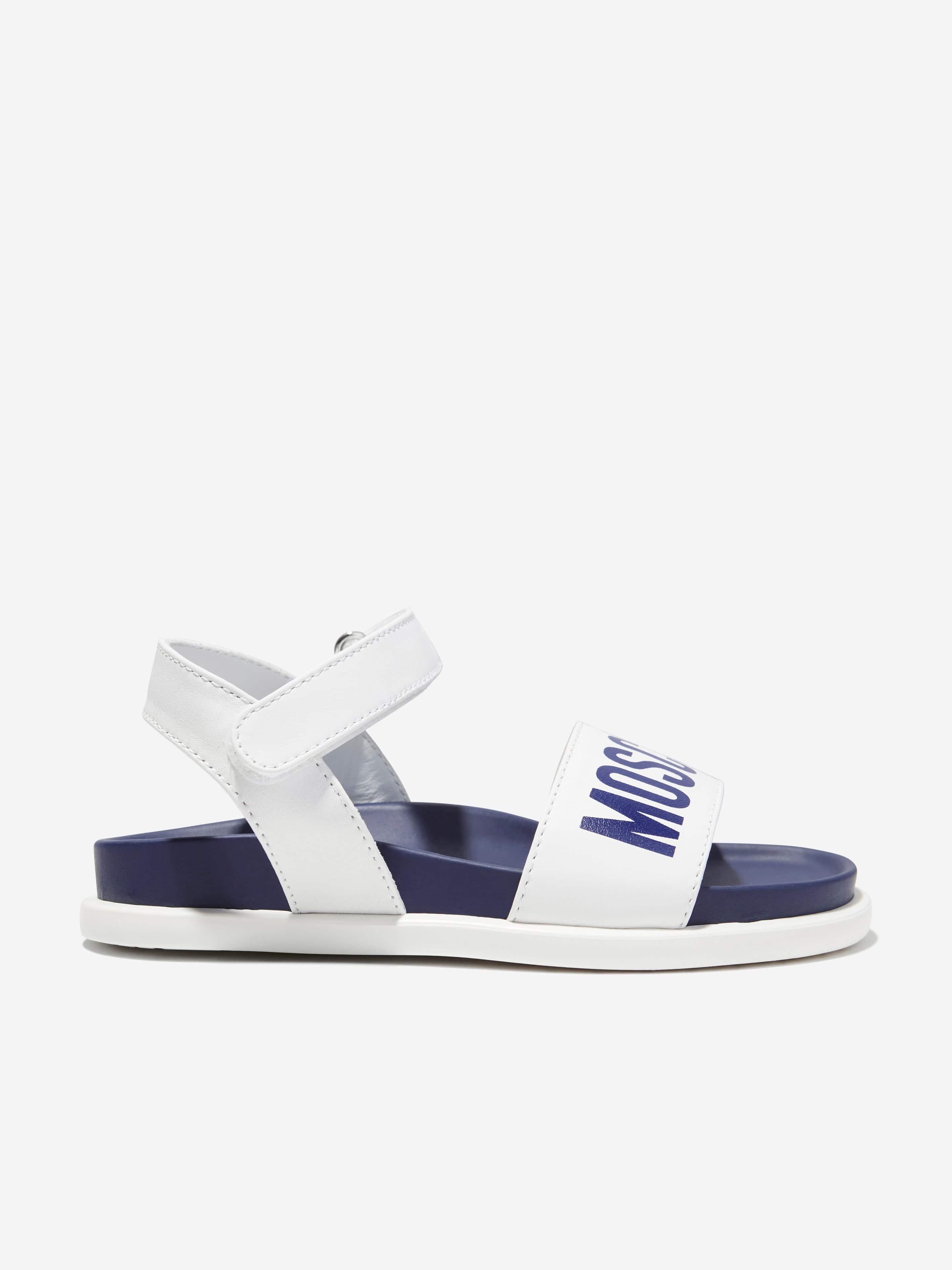 Moschino Babies' Boys Maxi Logo Sandals In White