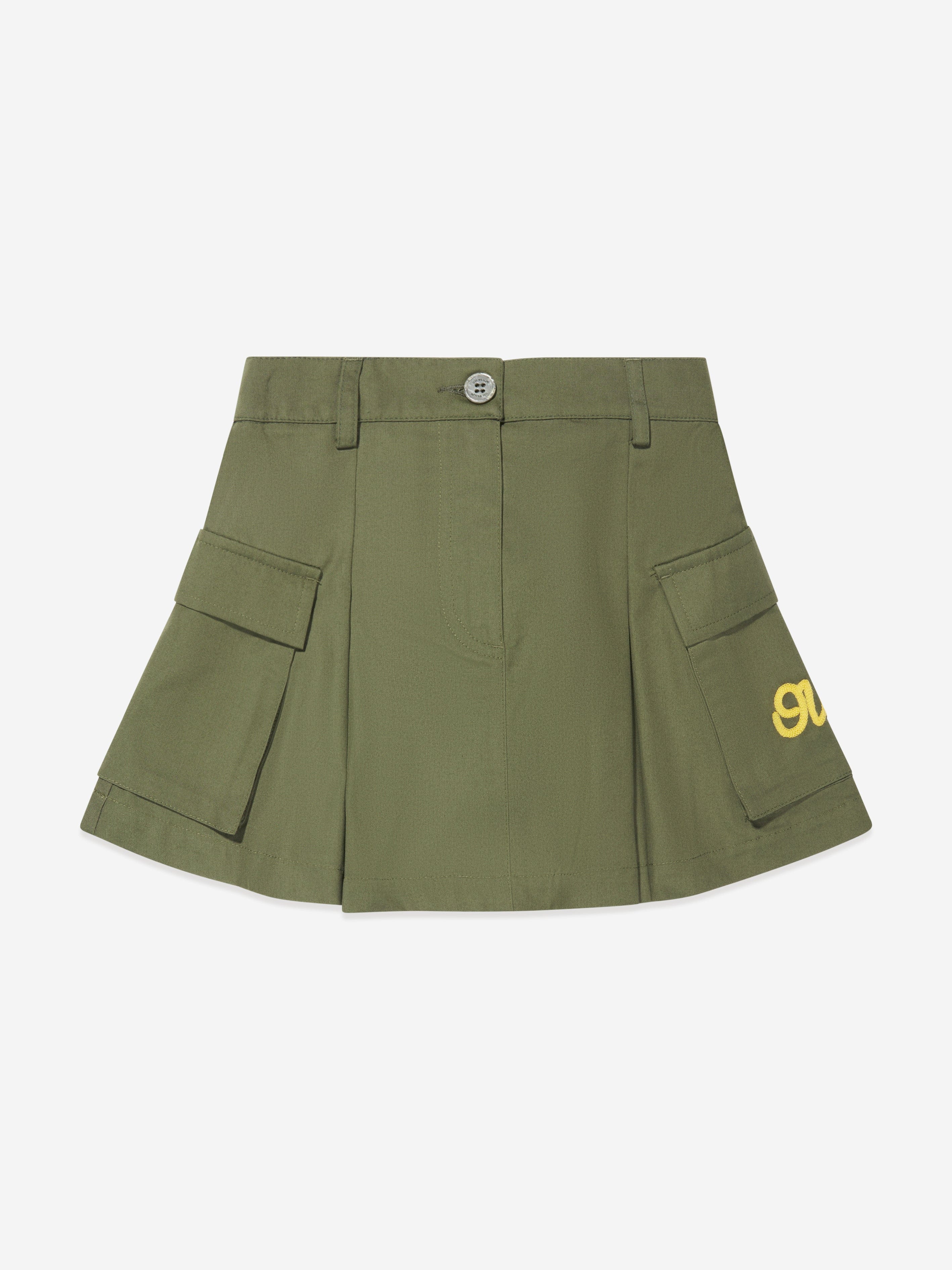 Off-white Kids' Girls Ow Script Cargo Skirt In Green