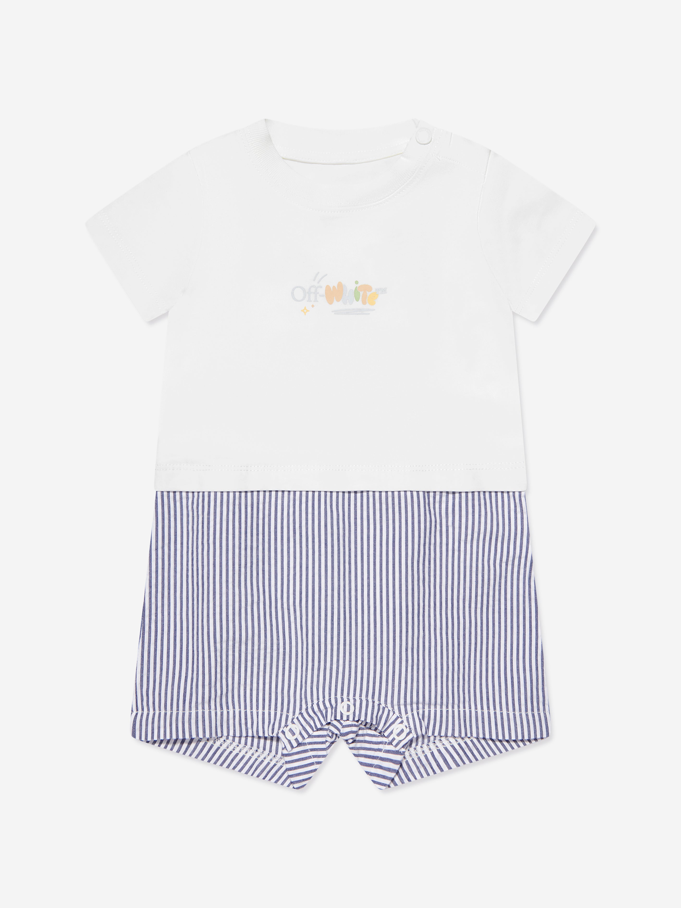Off-white Kids' Baby Boys Funny Mix Romper In White