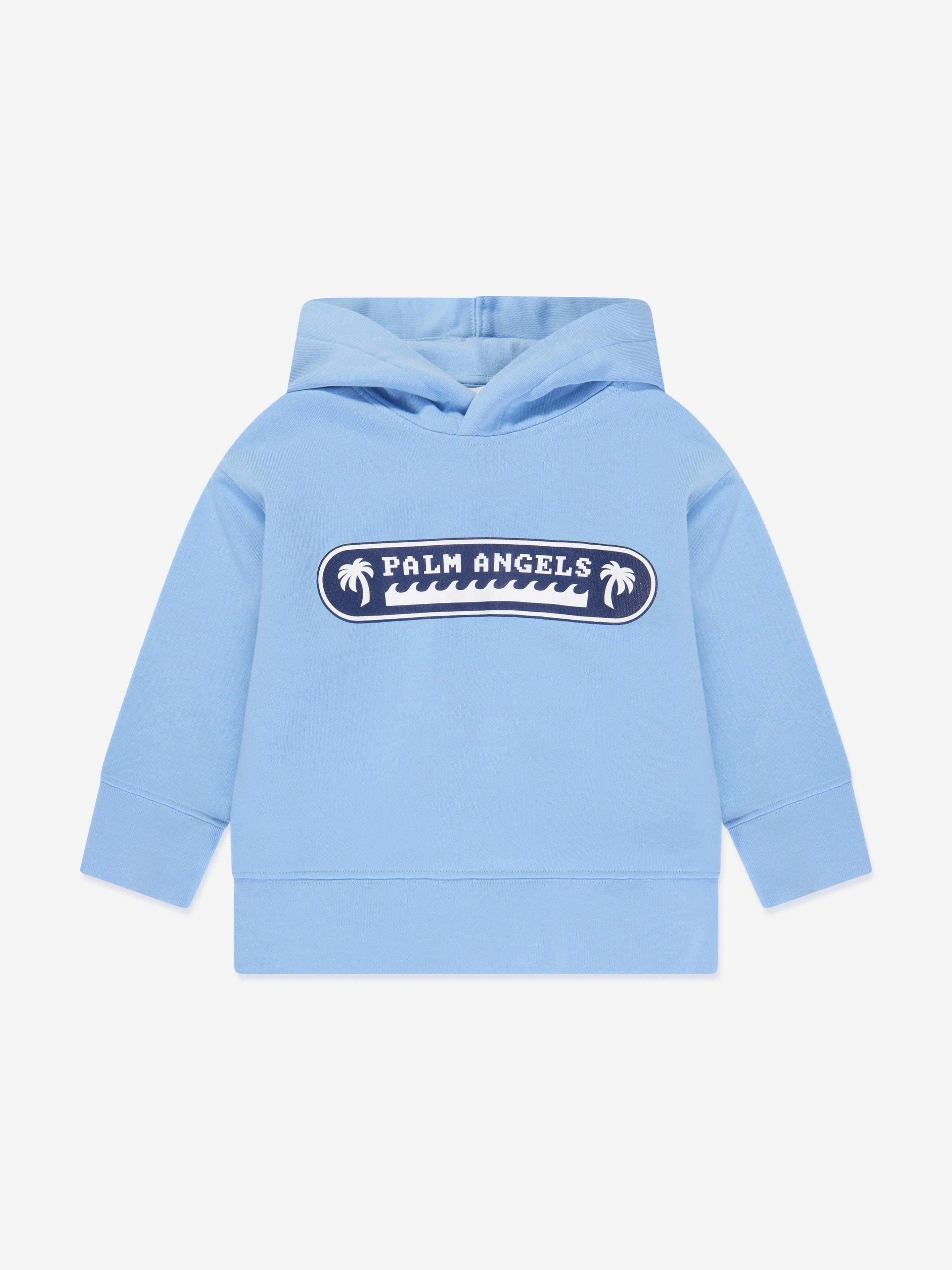 Palm Angels Babies' Boys Waves Hoodie In Blue