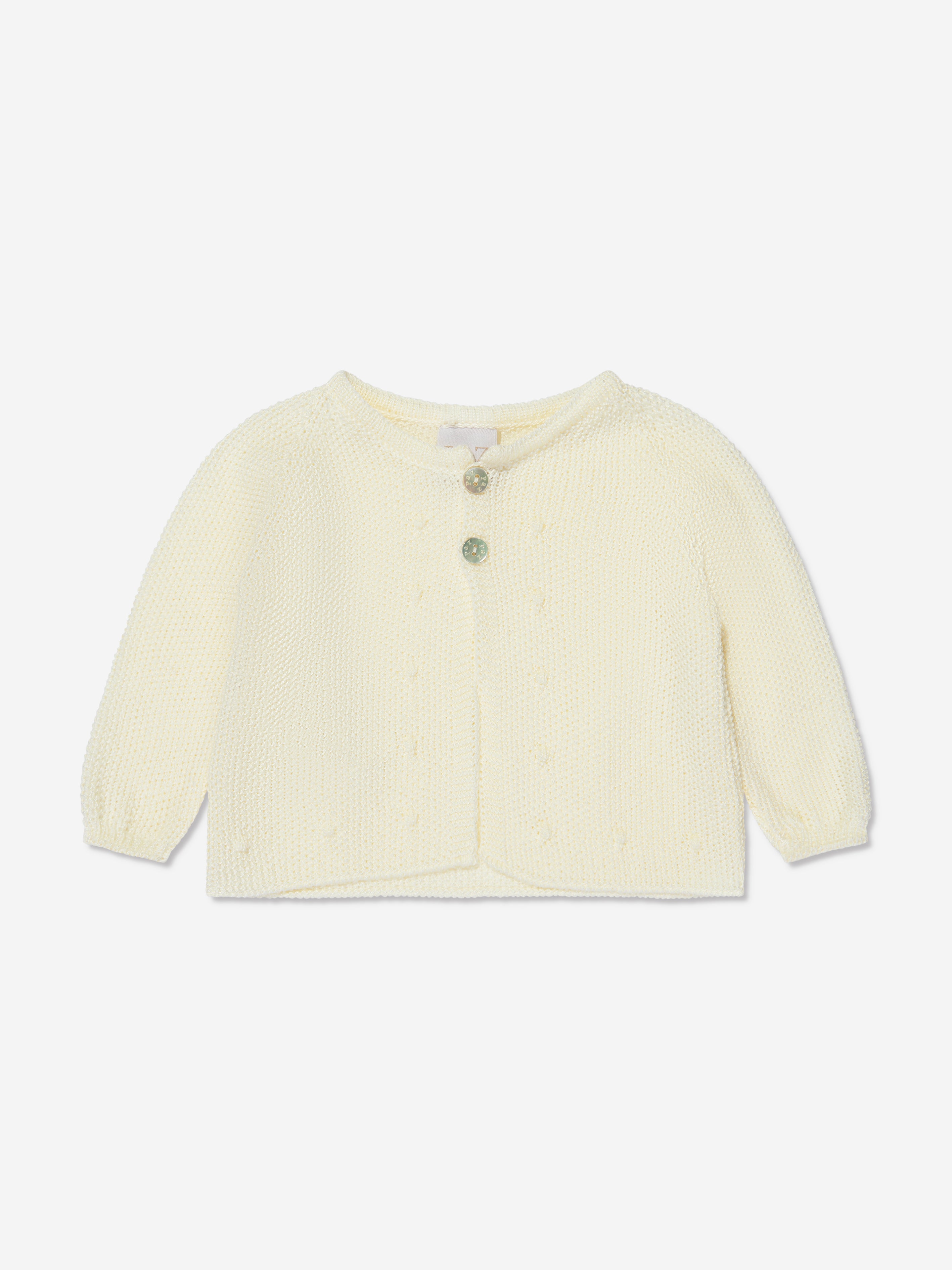Paz Rodriguez Baby Knitted Cardigan In Ivory