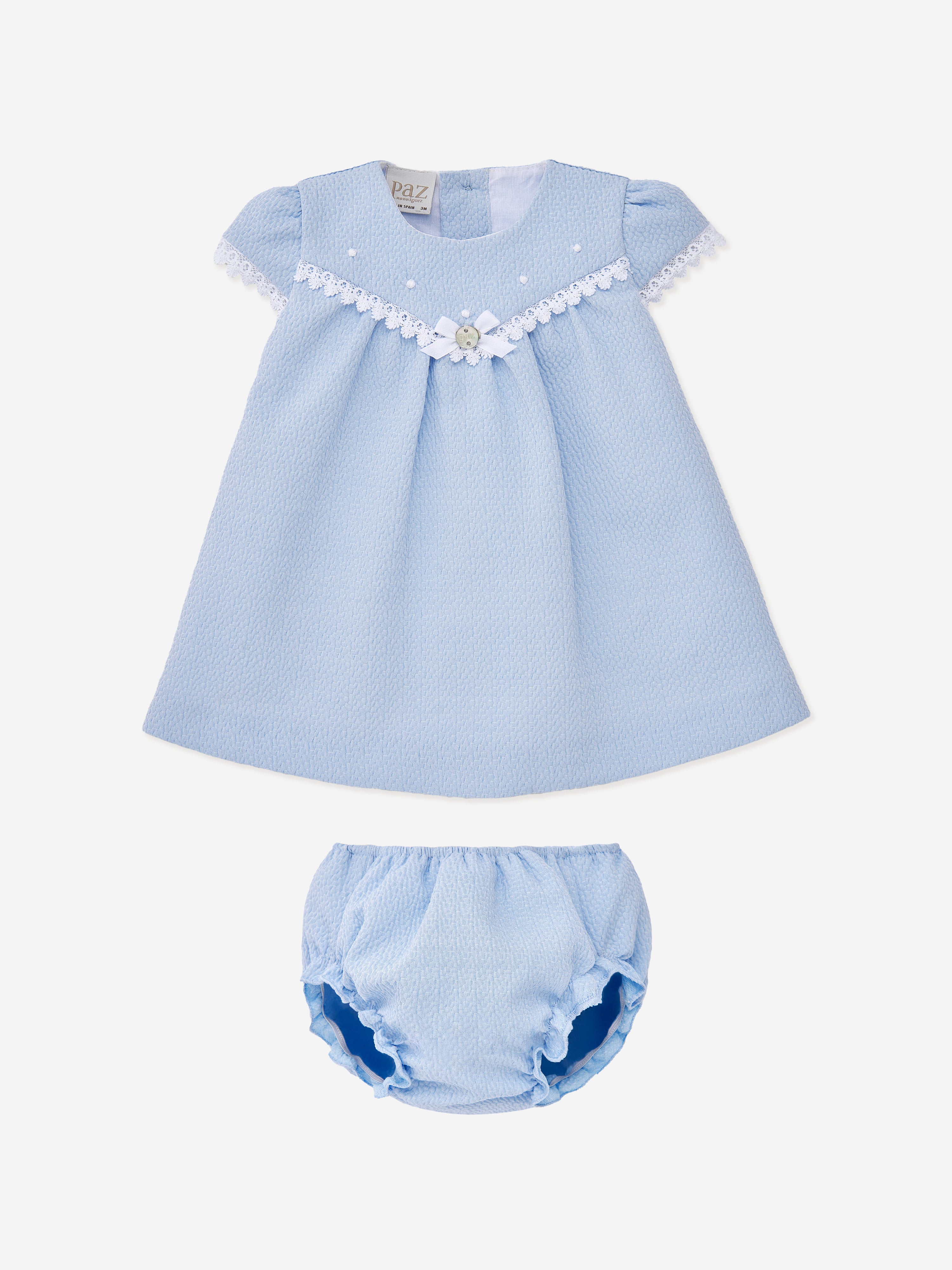 Paz Rodriguez Baby Girls Dress With Knickers Set In Blue