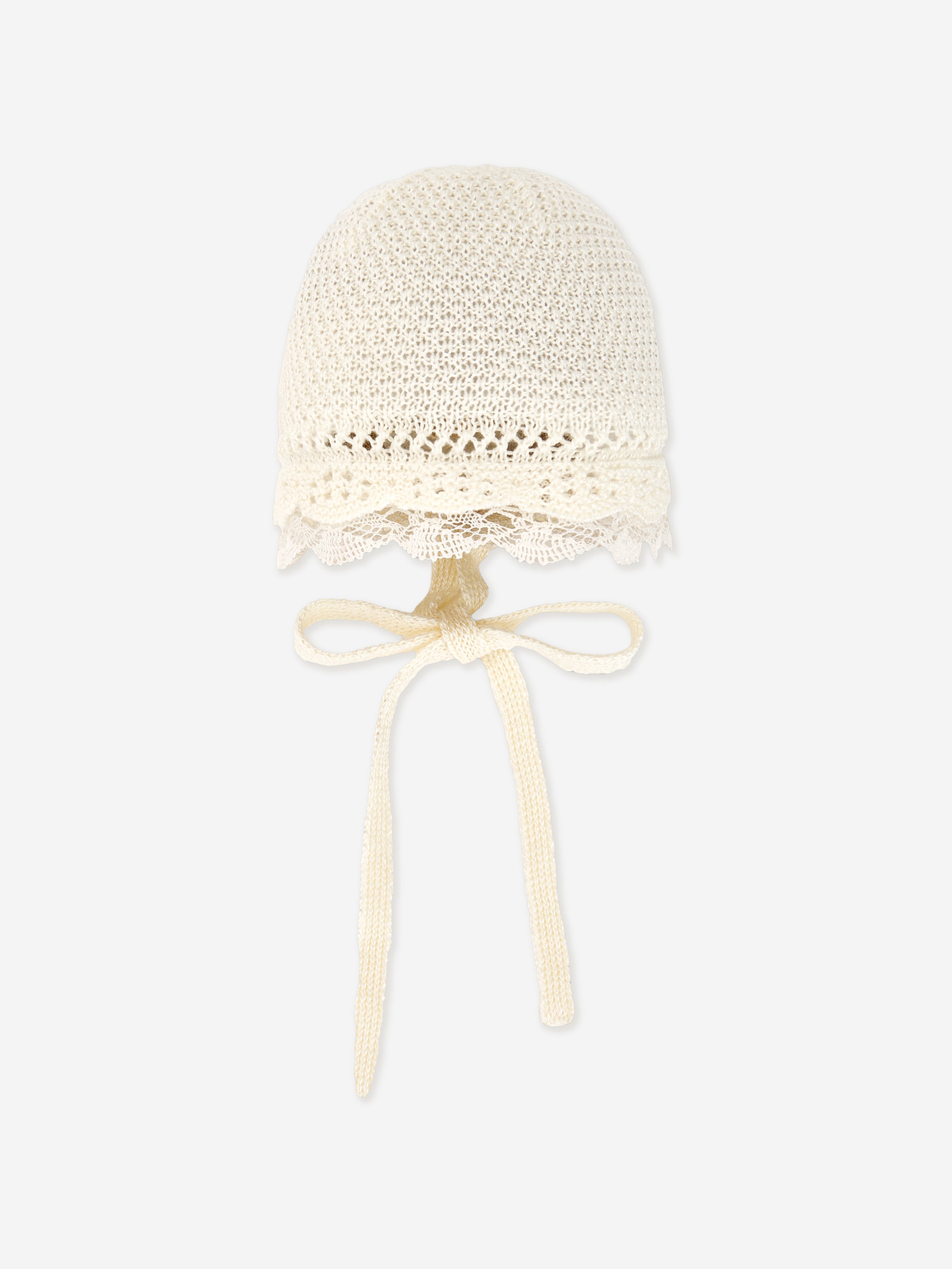 Paz Rodriguez Baby Knitted Bonnet In Neutral