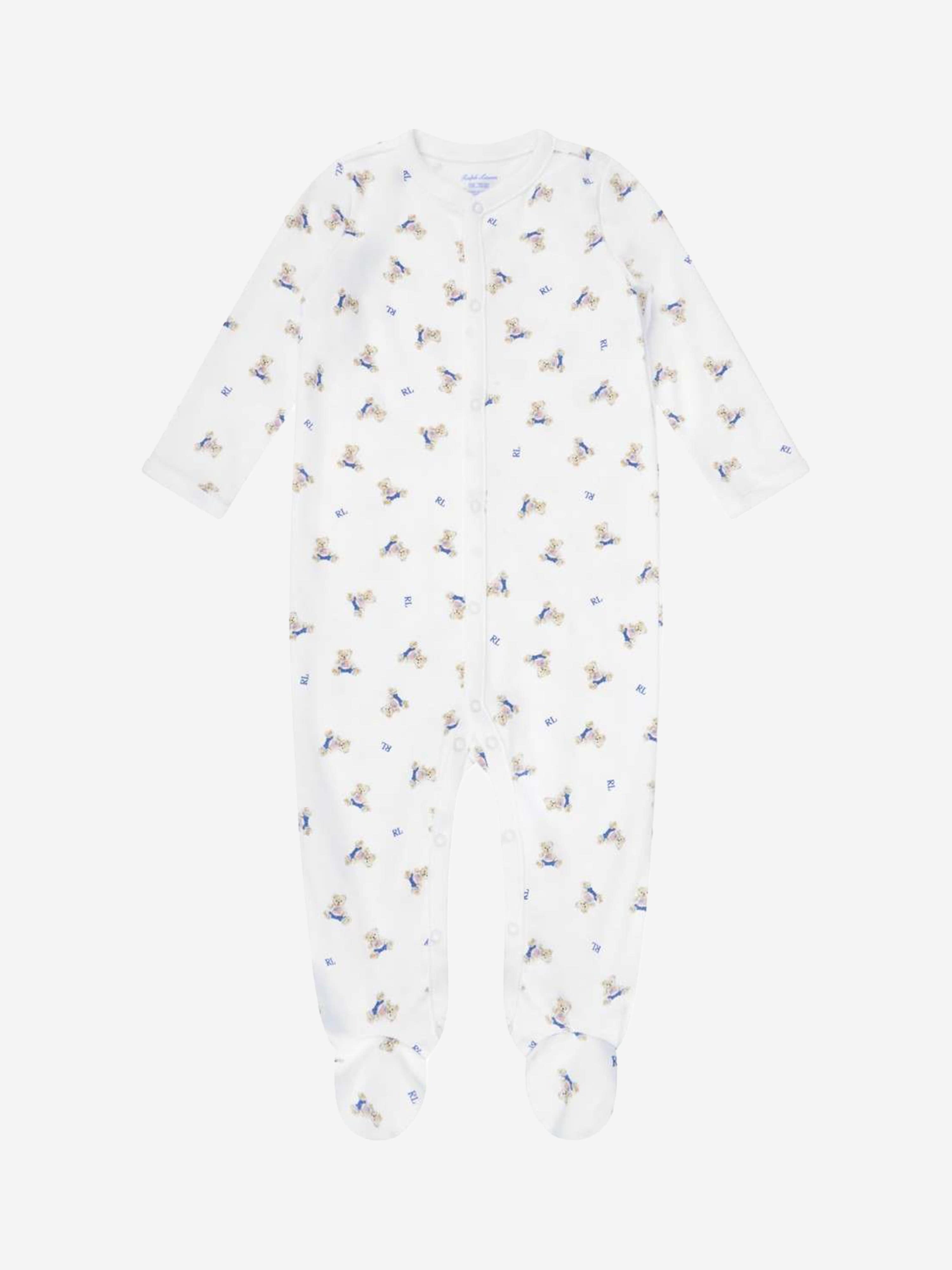 Ralph Lauren Baby Boys Bear Babygrow In White