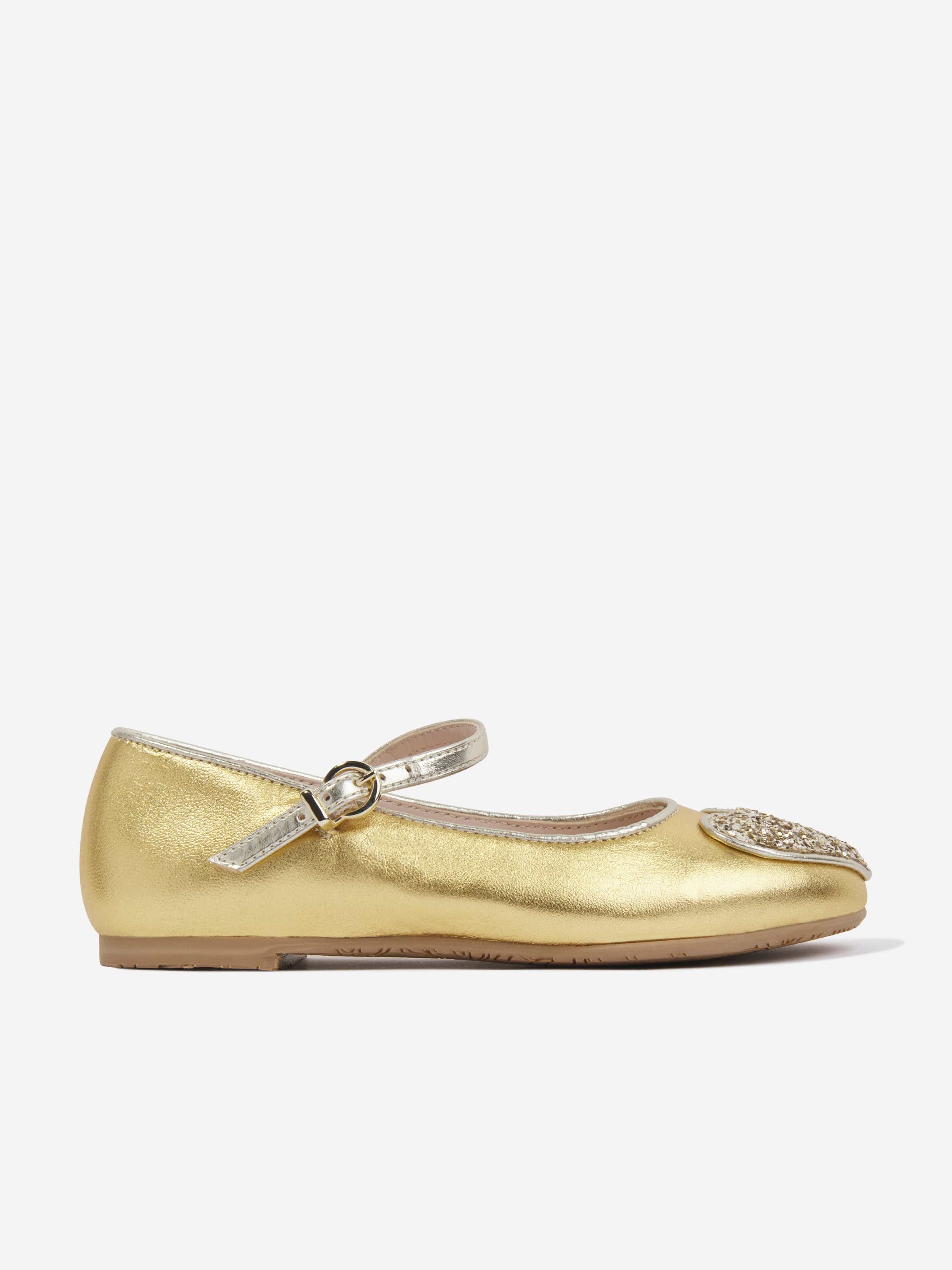 Sophia Webster Babies' Girls Leather Amora Shoes In Gold