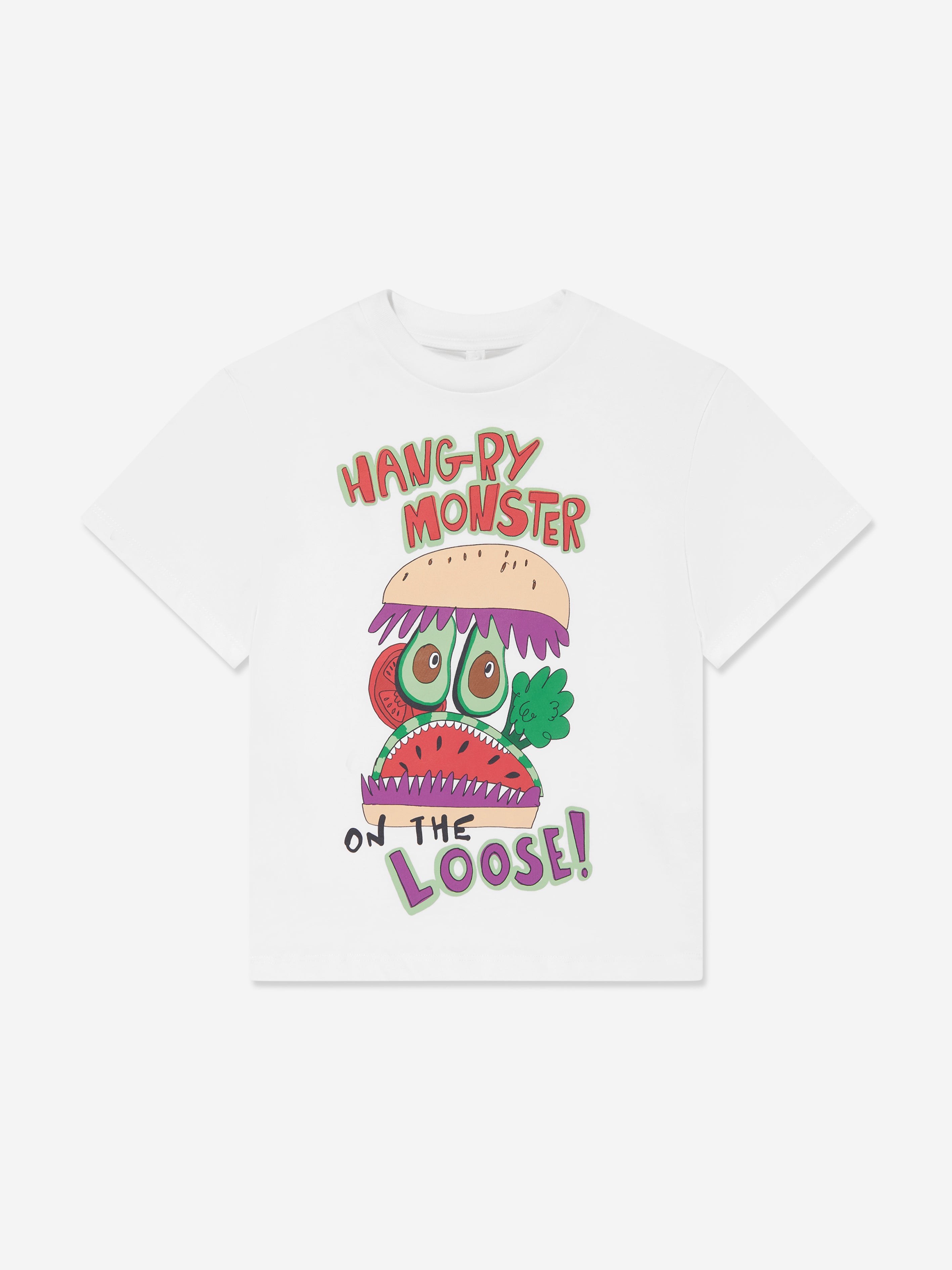 Stella Mccartney Babies' Boys Hungry Monster T-shirt In White